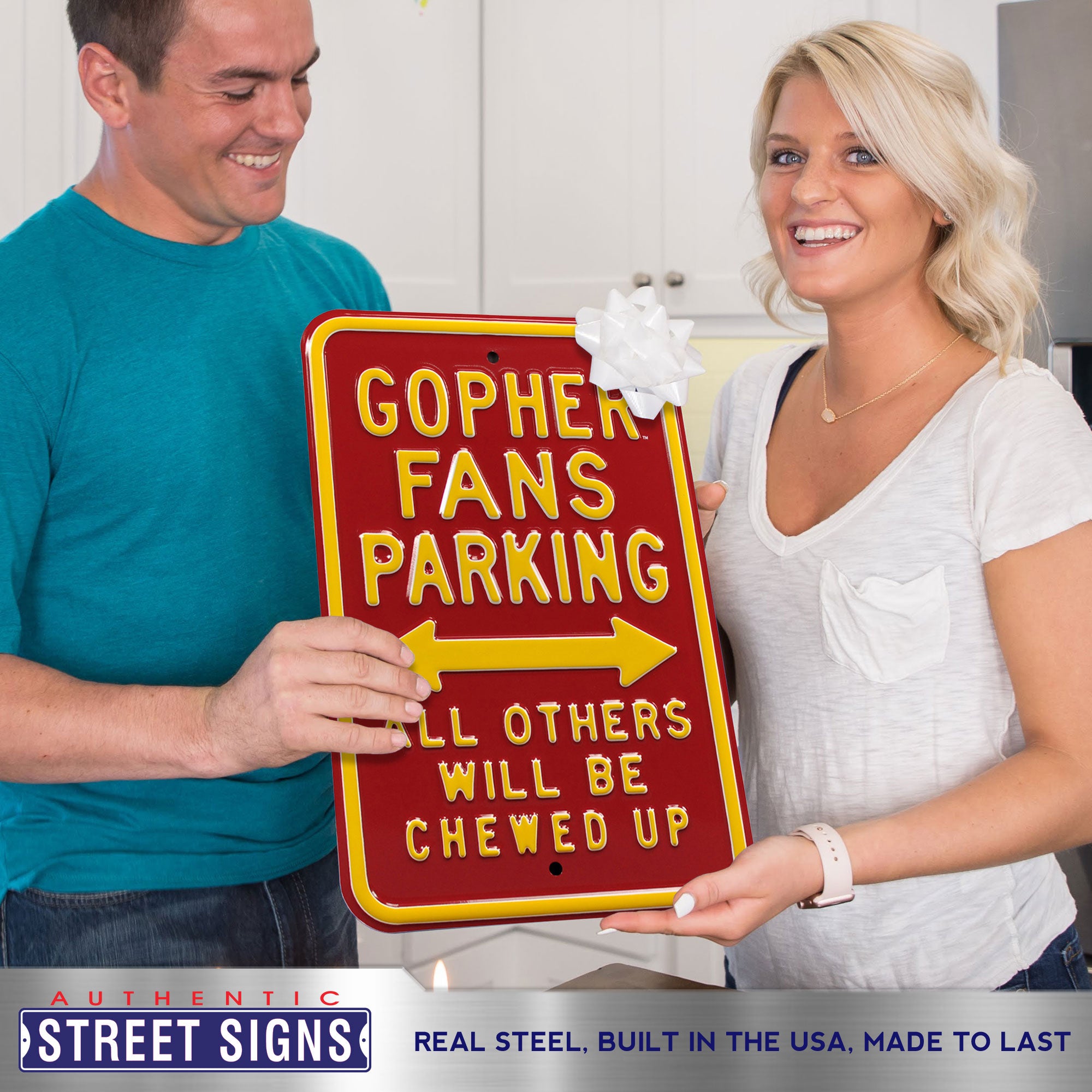 Minnesota Golden Gophers - CHEWED UP - Embossed Steel Parking Sign