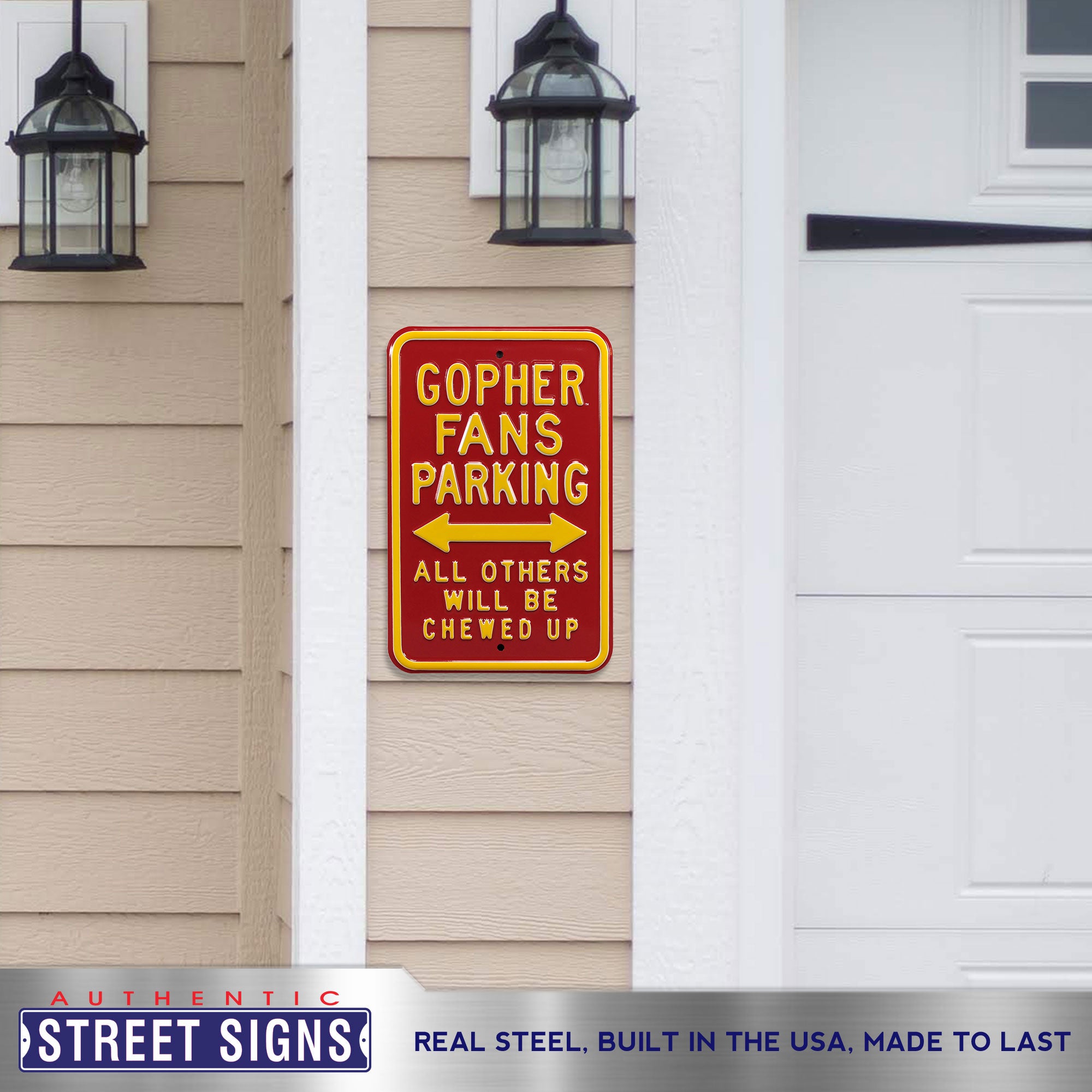 Minnesota Golden Gophers - CHEWED UP - Embossed Steel Parking Sign