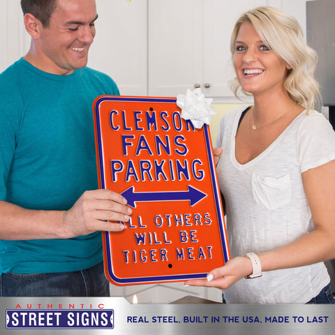 Clemson Tigers - TIGER MEAT - Embossed Steel Parking Sign