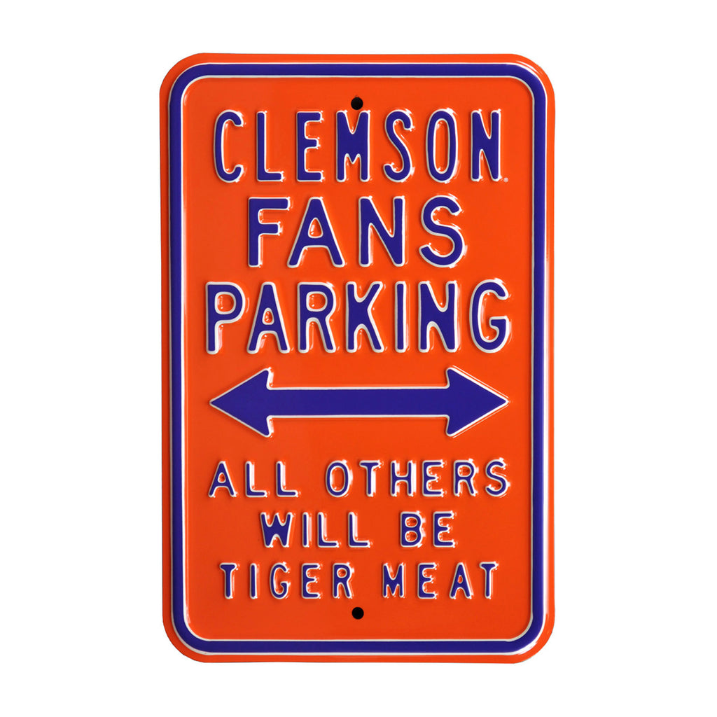 Clemson Tigers - TIGER MEAT - Embossed Steel Parking Sign