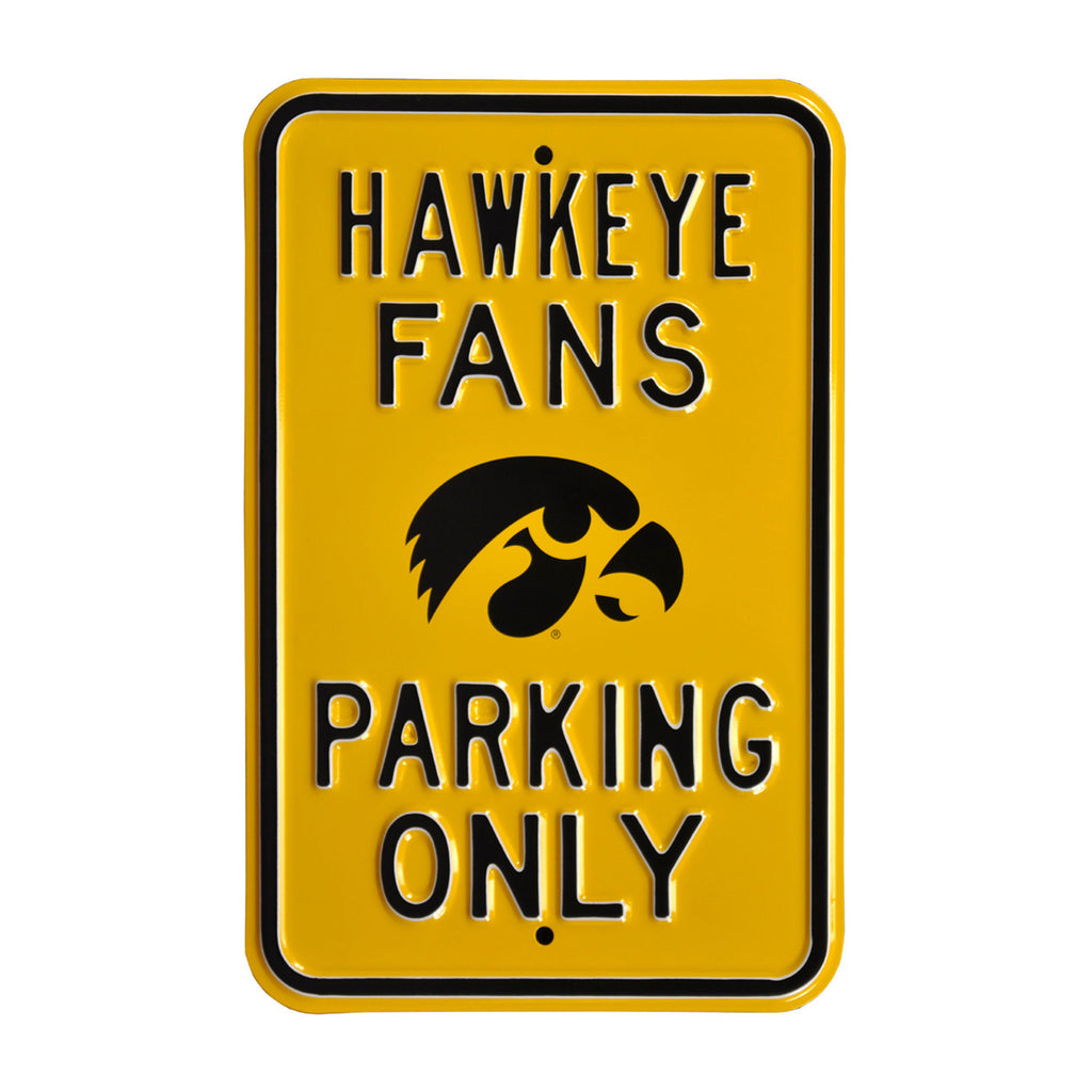 Iowa Hawkeyes Embossed Steel Parking Sign