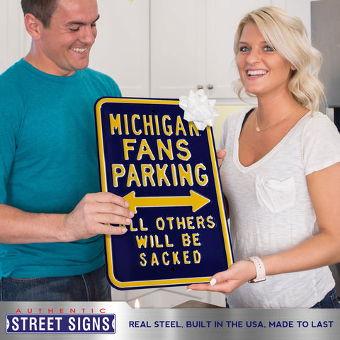 Michigan Wolverines - ALL OTHERS SACKED - Embossed Steel Parking Sign