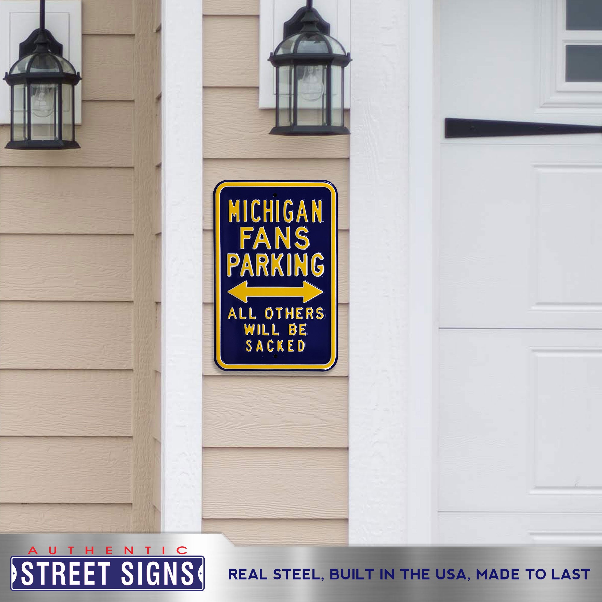 Michigan Wolverines - ALL OTHERS SACKED - Embossed Steel Parking Sign