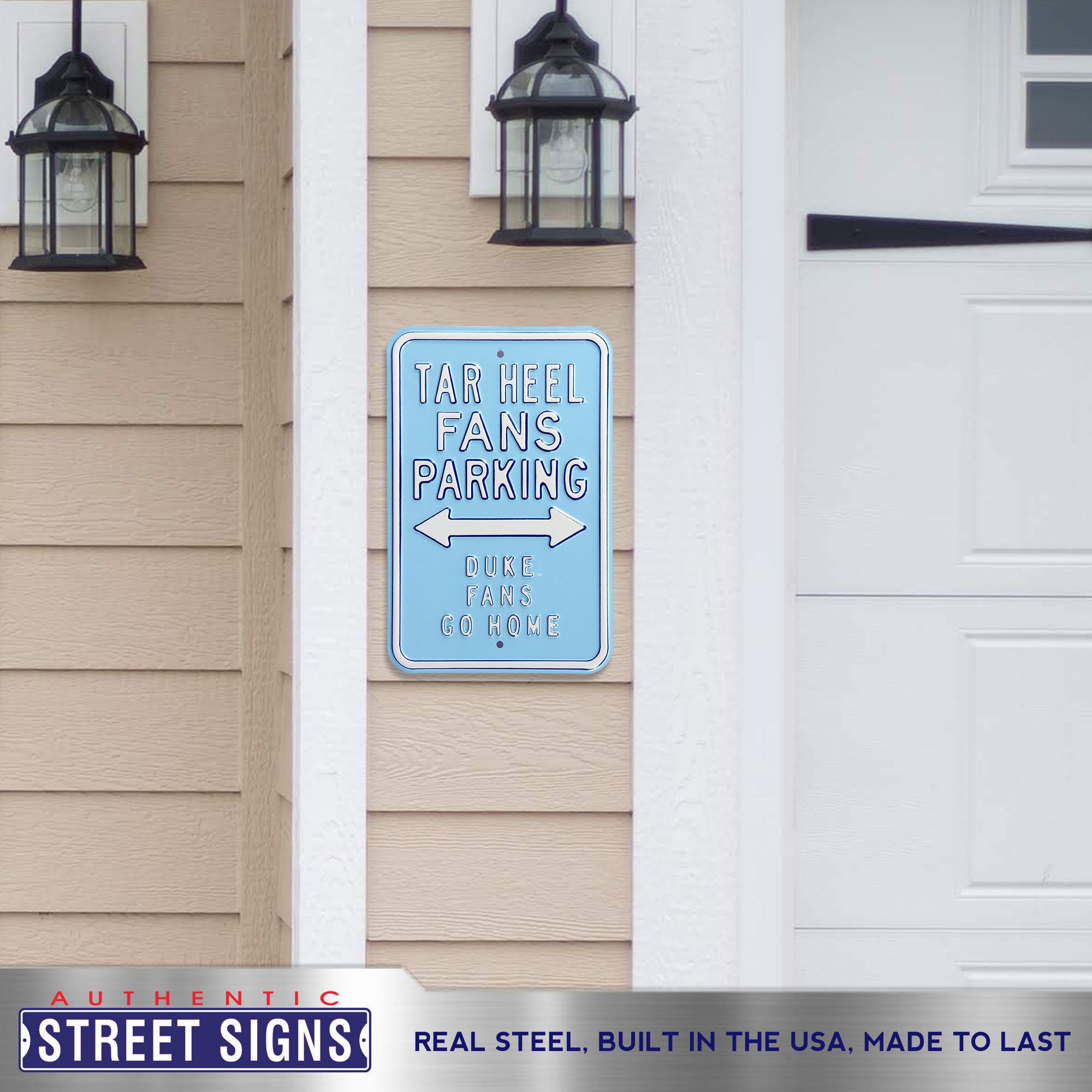North Carolina Tar Heels - DUKE GO HOME - Embossed Steel Parking Sign