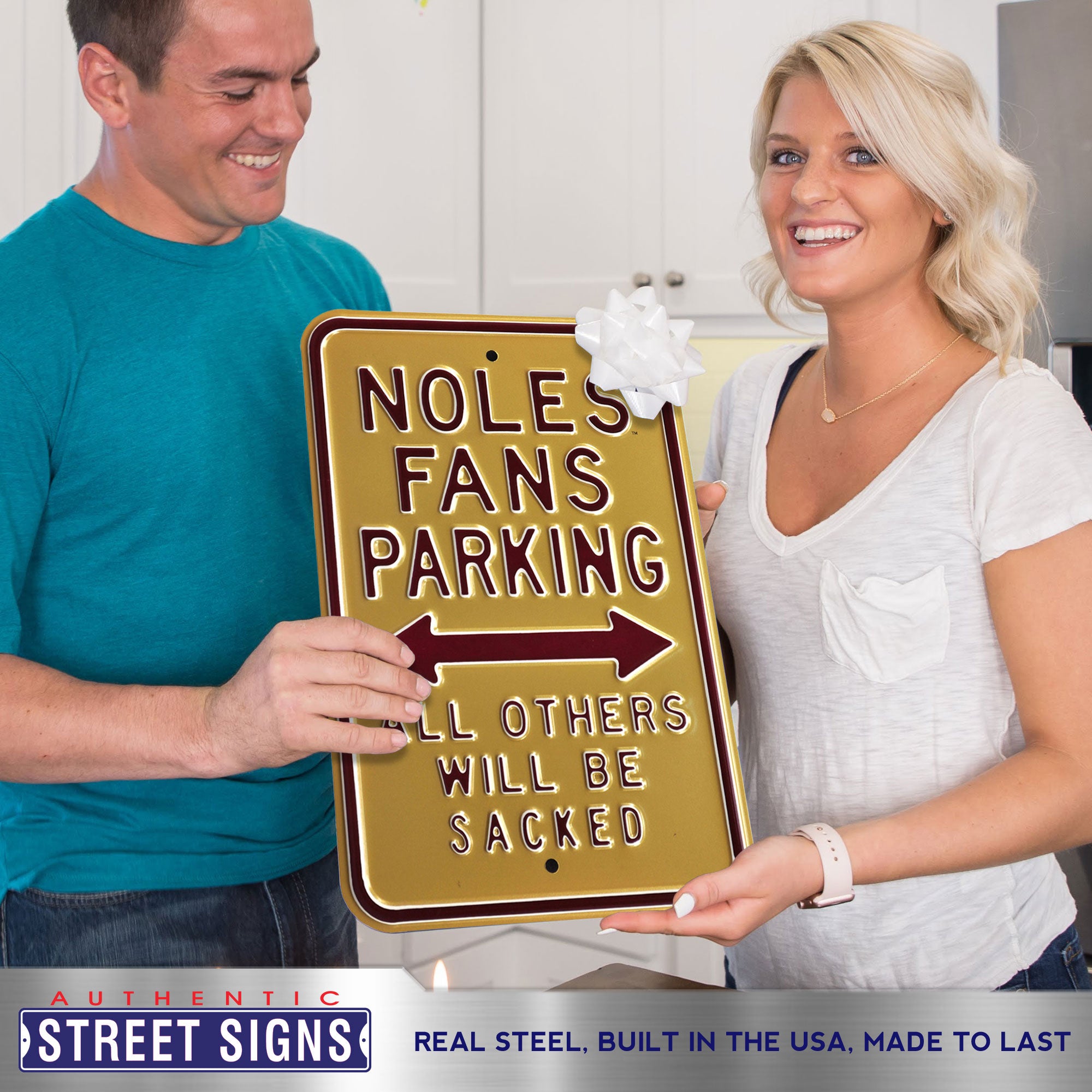 Florida State Seminoles - ALL OTHERS SACKED - Embossed Steel Parking Sign