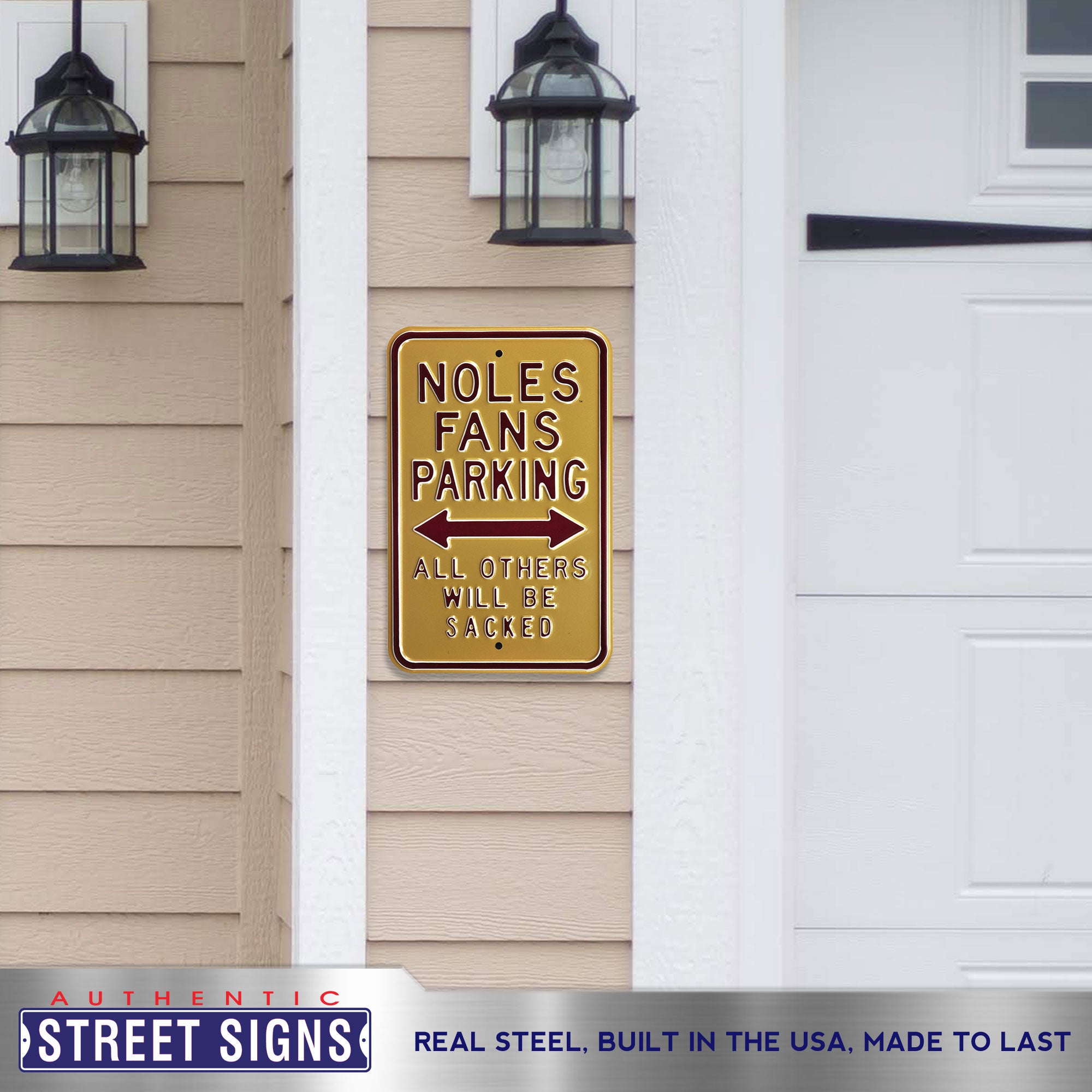 Florida State Seminoles - ALL OTHERS SACKED - Embossed Steel Parking Sign