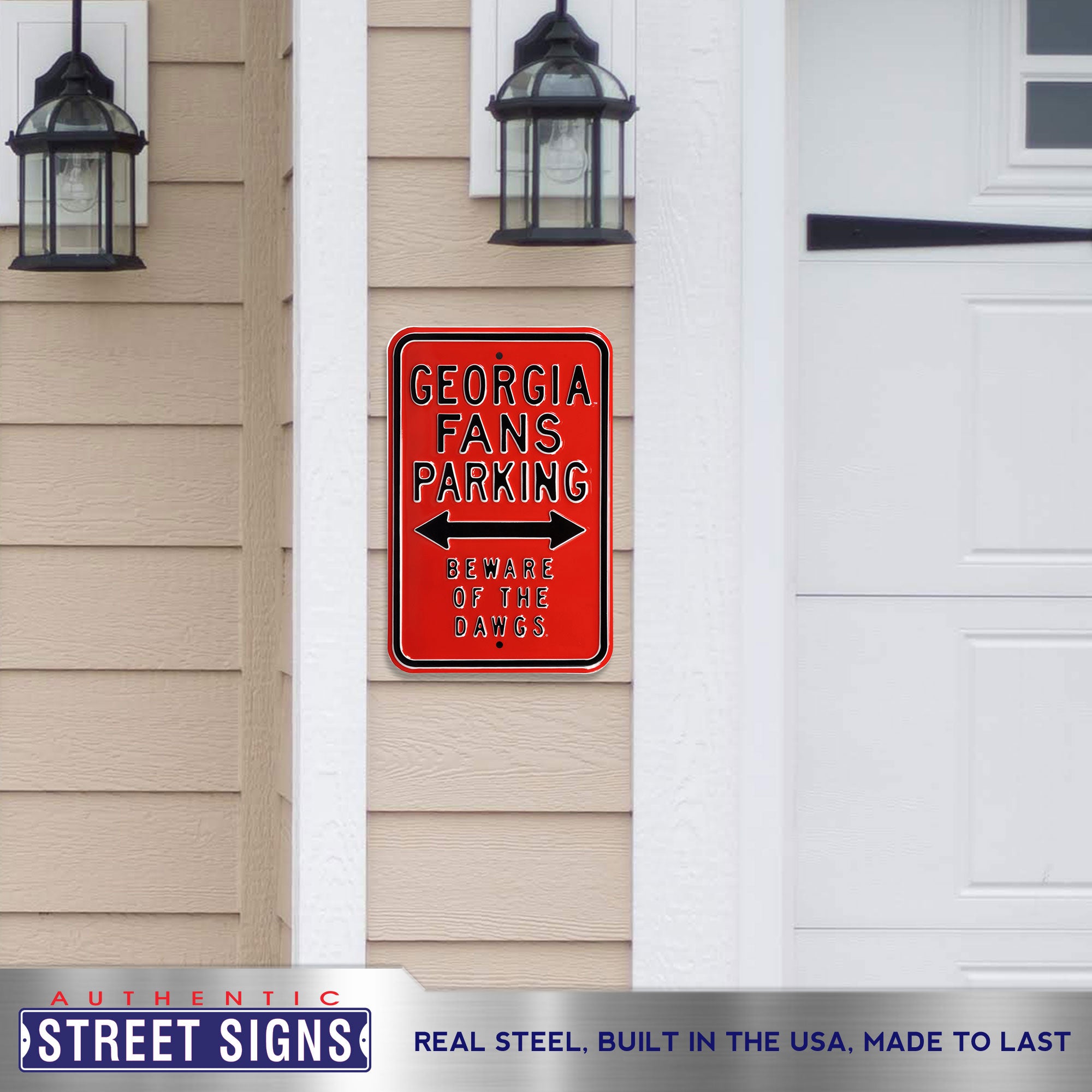 Georgia Bulldogs - BEWARE OF THE DAWGS - Embossed Steel Parking Sign