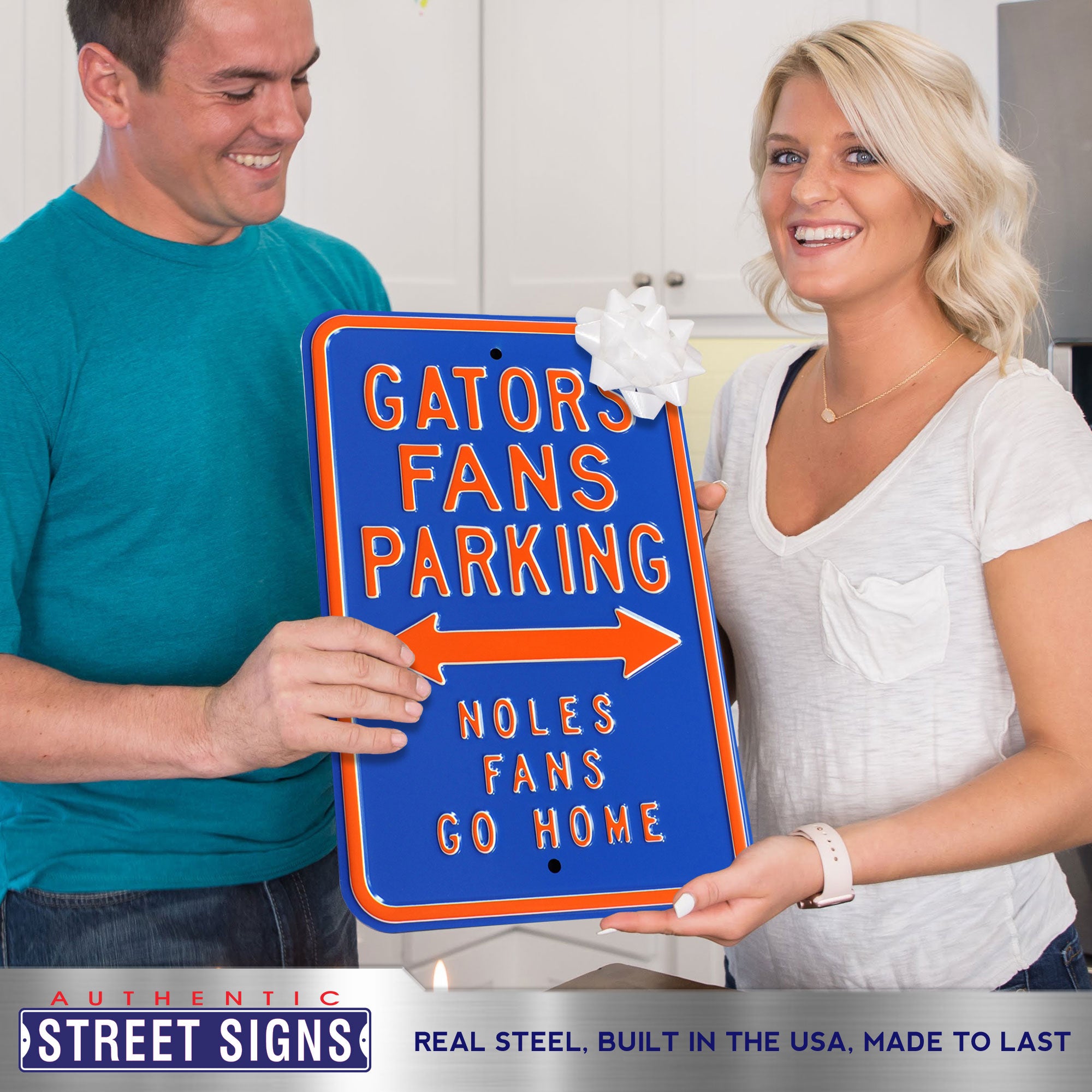 Florida Gators - NOLES GO HOME - Embossed Steel Parking Sign