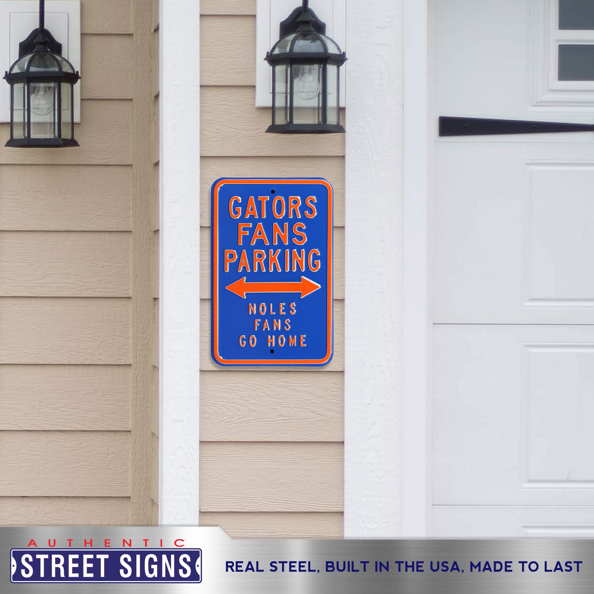 Florida Gators - NOLES GO HOME - Embossed Steel Parking Sign