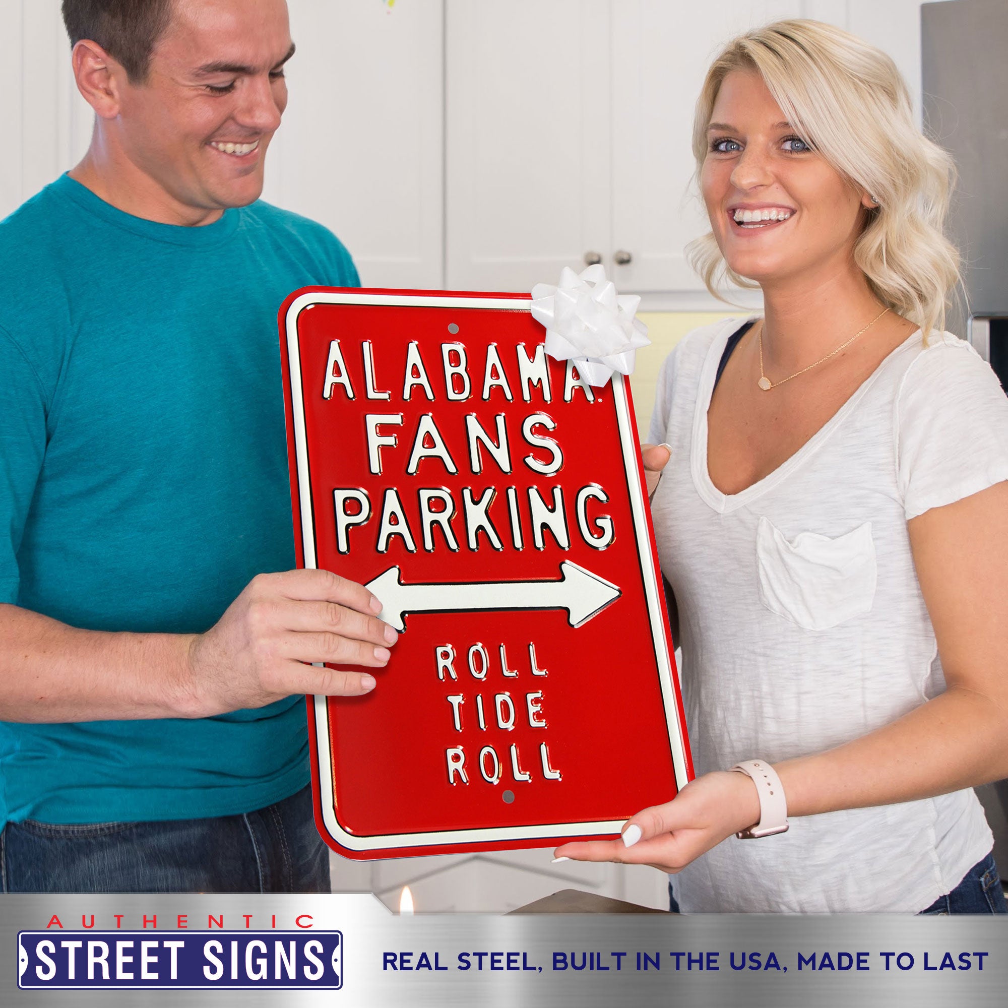 Alabama Crimson Tide - ROLL TIDE - Embossed Steel Parking Sign