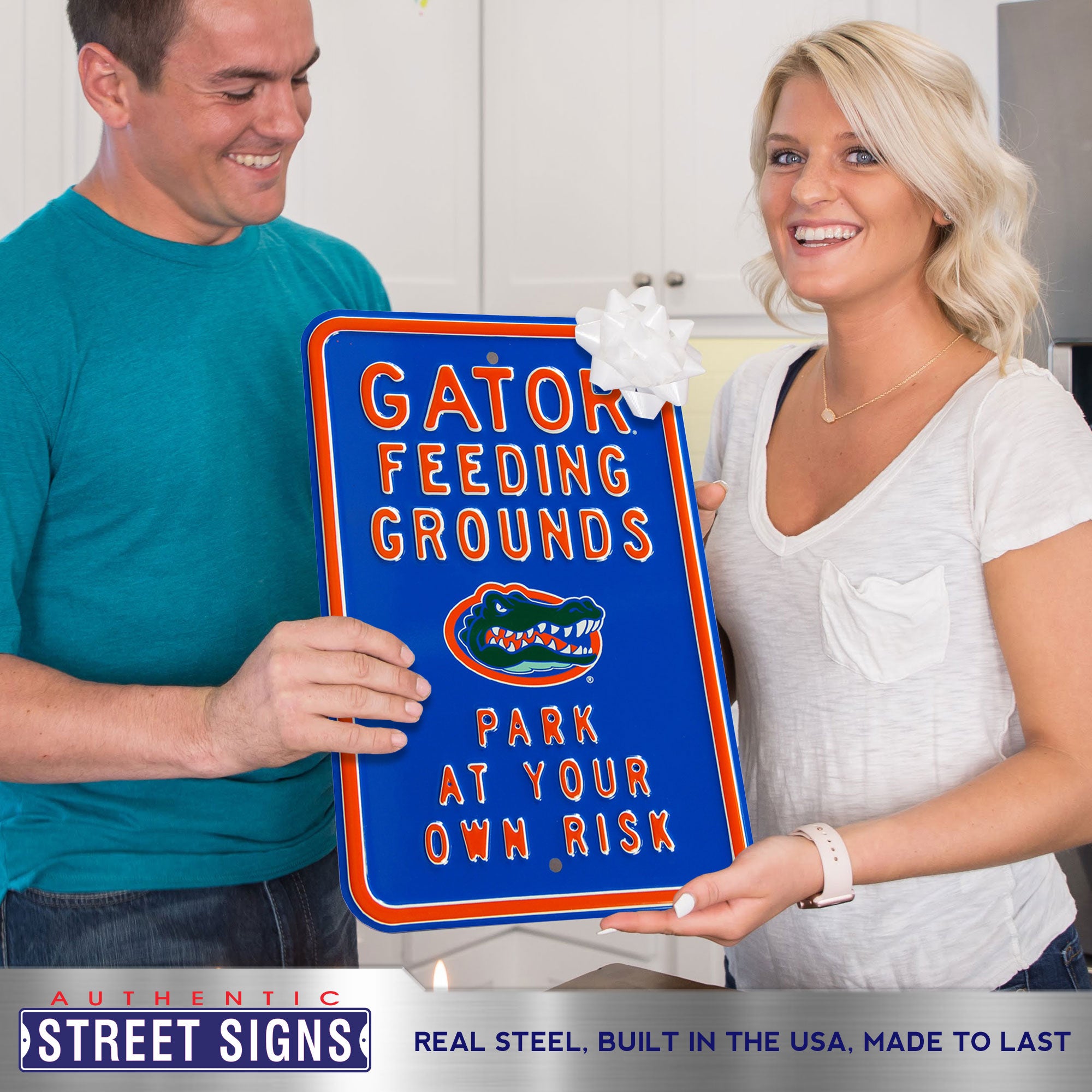 Florida Gators - GATOR FEEDING GROUNDS - Embossed Steel Parking Sign