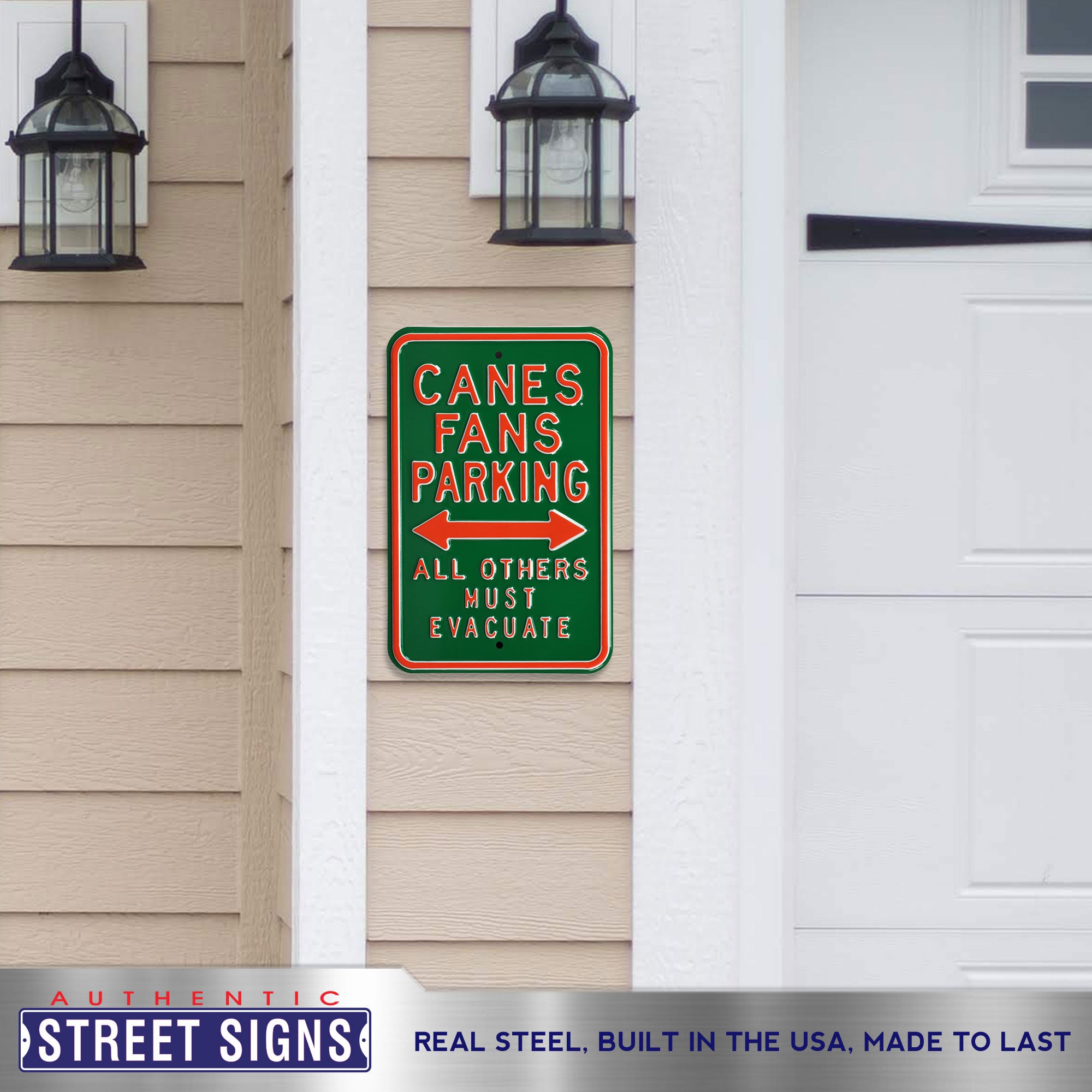 Miami Hurricanes - MUST EVACUATE - Embossed Steel Parking Sign