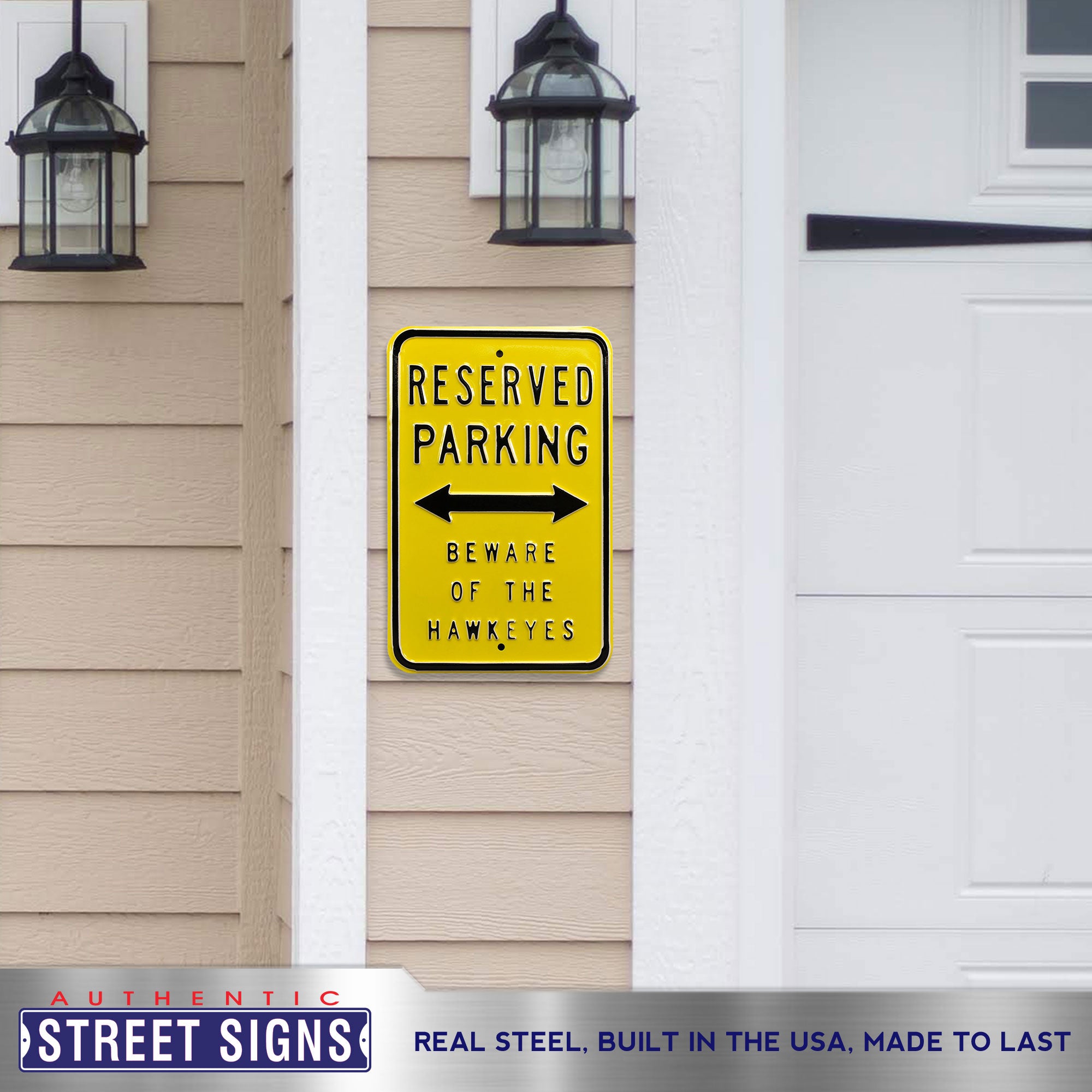 Iowa Hawkeyes - RESERVED - Embossed Steel Parking Sign