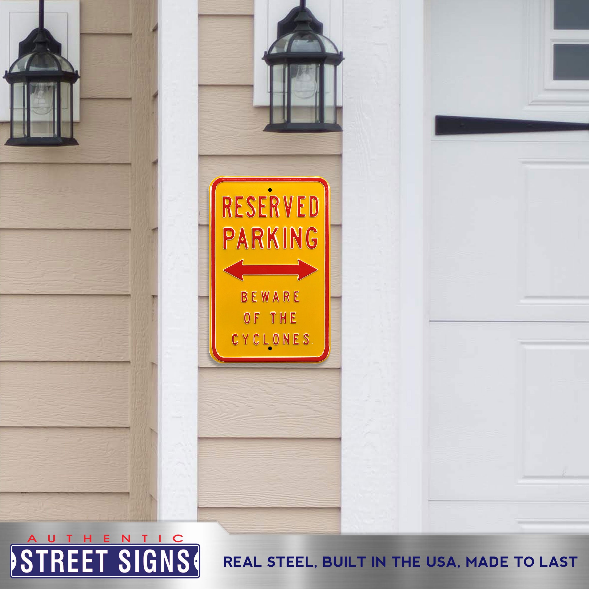 Iowa State Cyclones - RESERVED - Embossed Steel Parking Sign