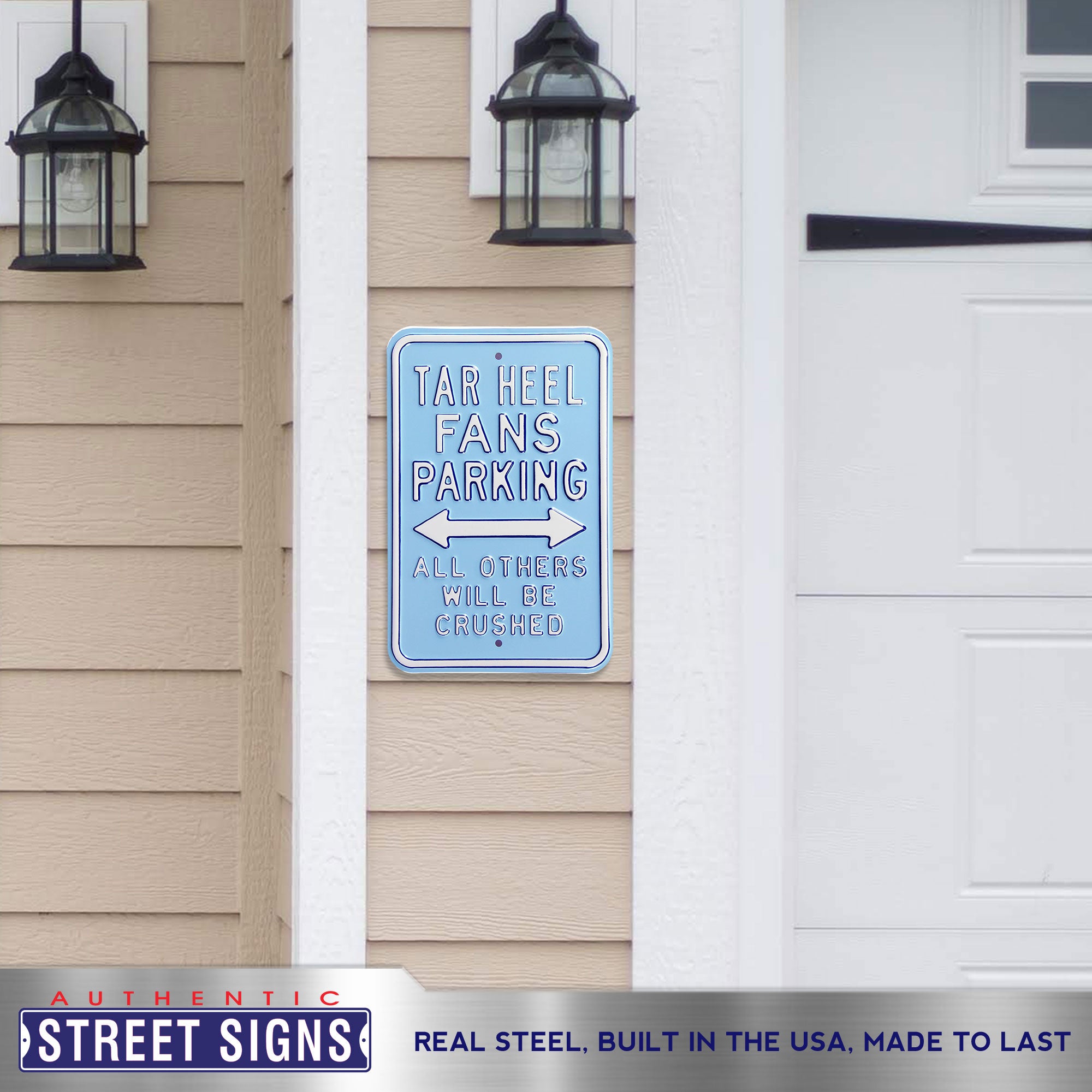 North Carolina Tar Heels - ALL OTHERS CRUSHED - Embossed Steel Parking Sign