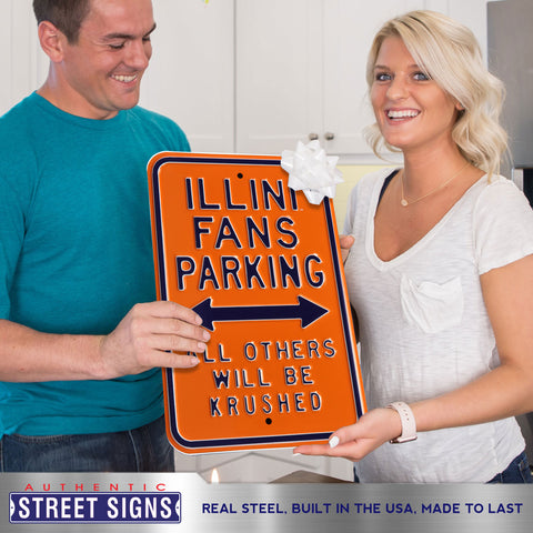 Illinois Fighting Illini - ALL OTHERS KRUSHED - Embossed Steel Parking Sign