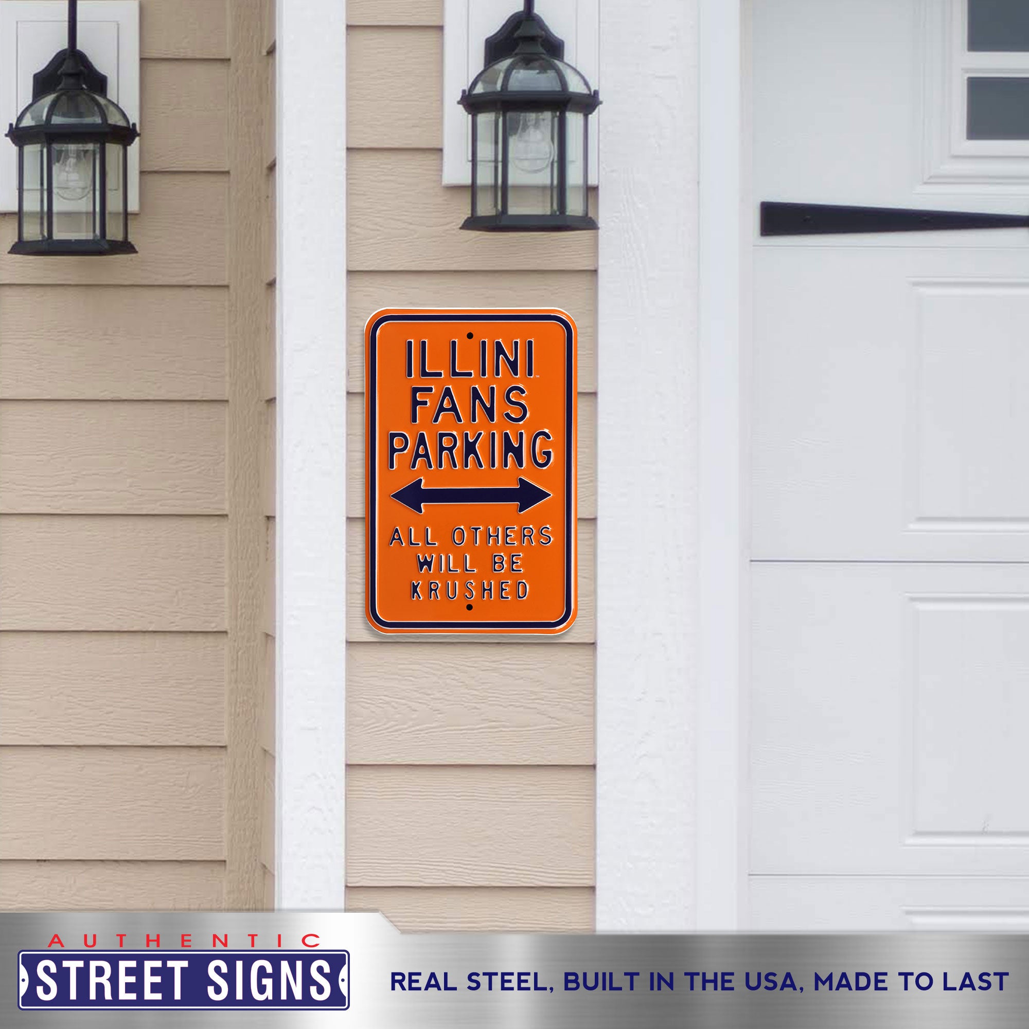 Illinois Fighting Illini - ALL OTHERS KRUSHED - Embossed Steel Parking Sign