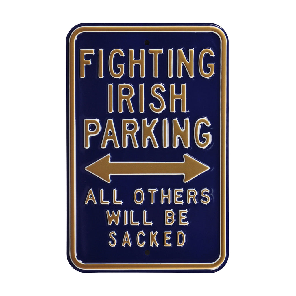 Notre Dame Fighting Irish - FIGHTING IRISH - Embossed Steel Parking Sign