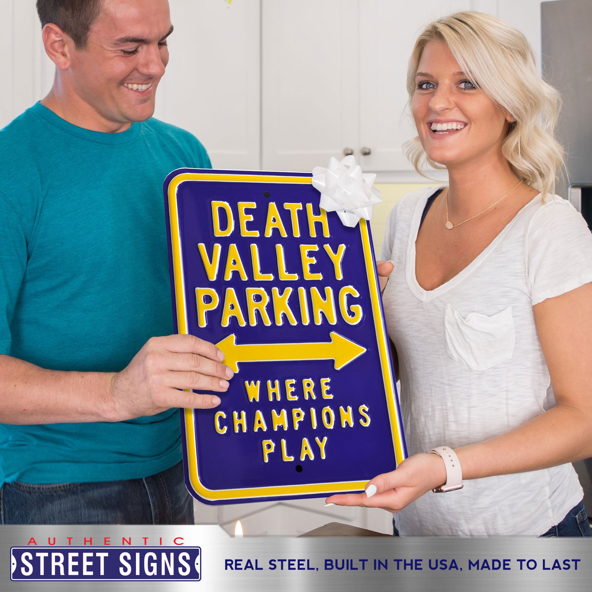 LSU Tigers - DEATH VALLEY - Embossed Steel Parking Sign