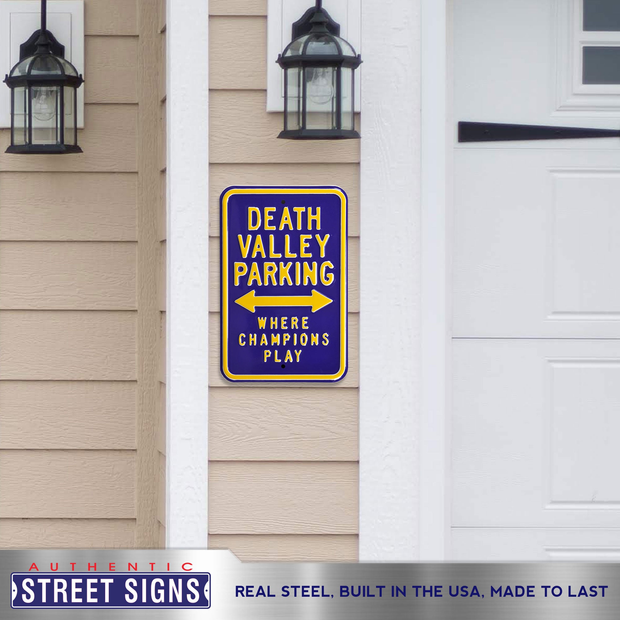 LSU Tigers - DEATH VALLEY - Embossed Steel Parking Sign