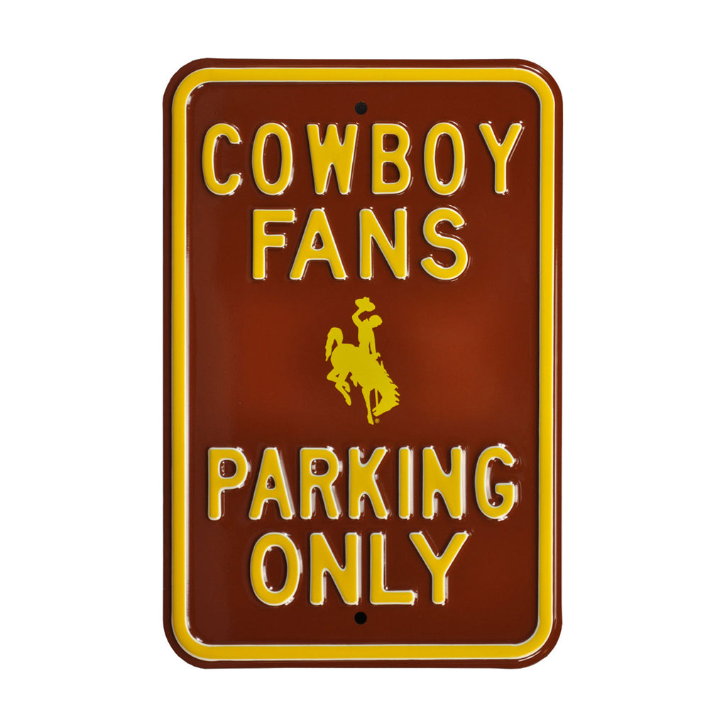 Wyoming Cowboys - COWBOY FANS LOGO - Embossed Steel Parking Sign