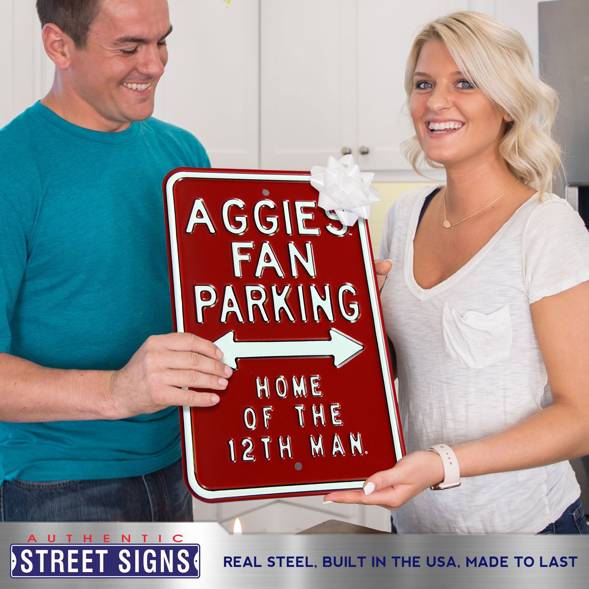 Texas A&M Aggies - 12TH MAN - Embossed Steel Parking Sign