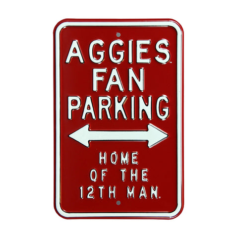 Texas A&M Aggies - 12TH MAN - Embossed Steel Parking Sign