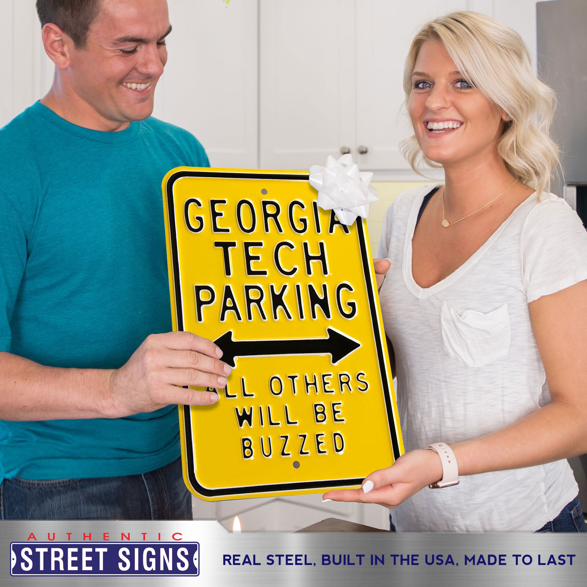 Georgia Tech Yellow Jackets - ALL OTHERS BUZZED - Embossed Steel Parking Sign