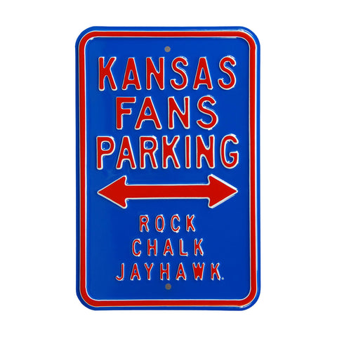 Kansas Jayhawks - ROCK CHALK - Embossed Steel Parking Sign