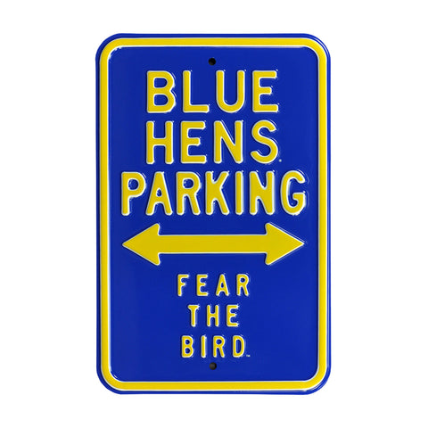 Delaware Blue Hens - BLUE HENS - Embossed Steel Parking Sign