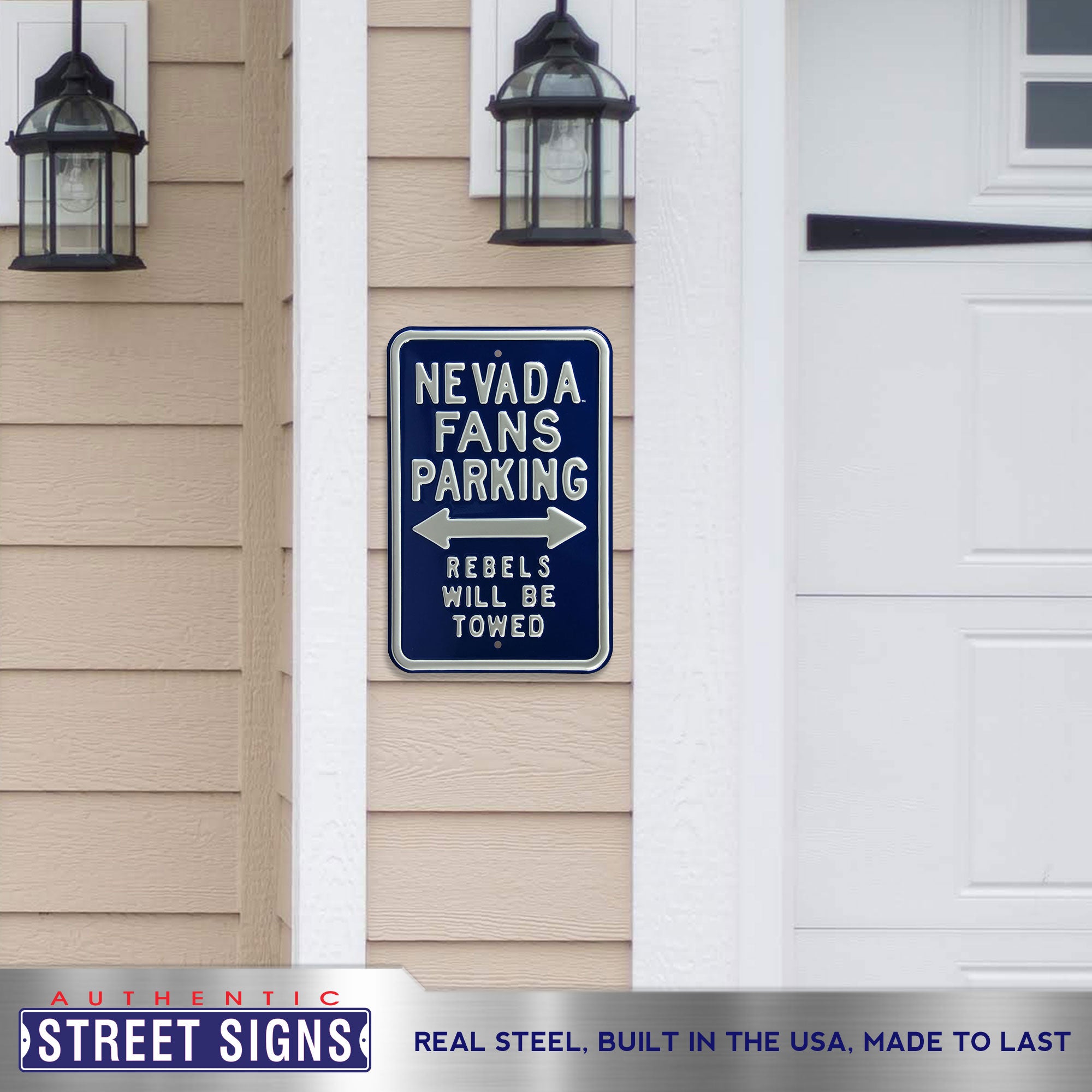 Nevada Wolfpack - REBELS TOWED - Embossed Steel Parking Sign