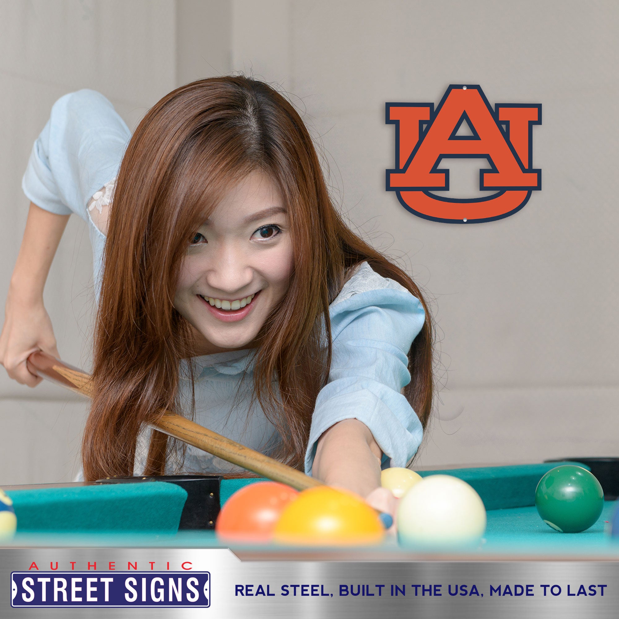 Auburn Tigers - Orange 12" Spirit Size Steel Laser Cut Sign