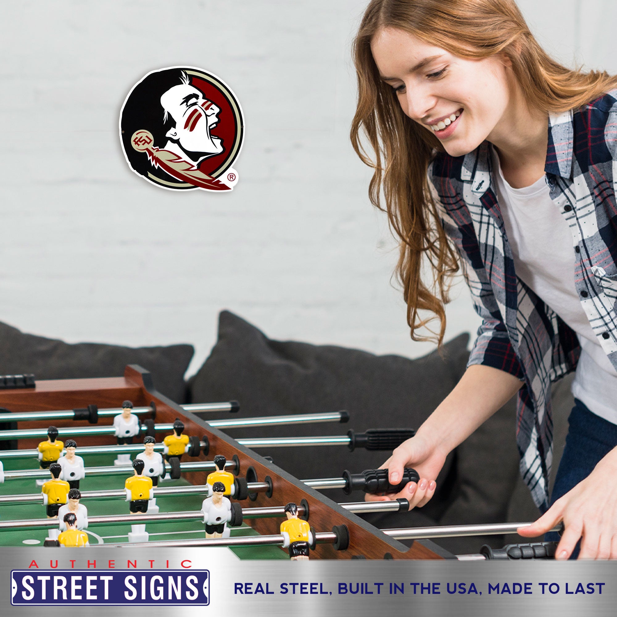 Florida State Seminoles 12" Spirit Size Steel Laser Cut Sign