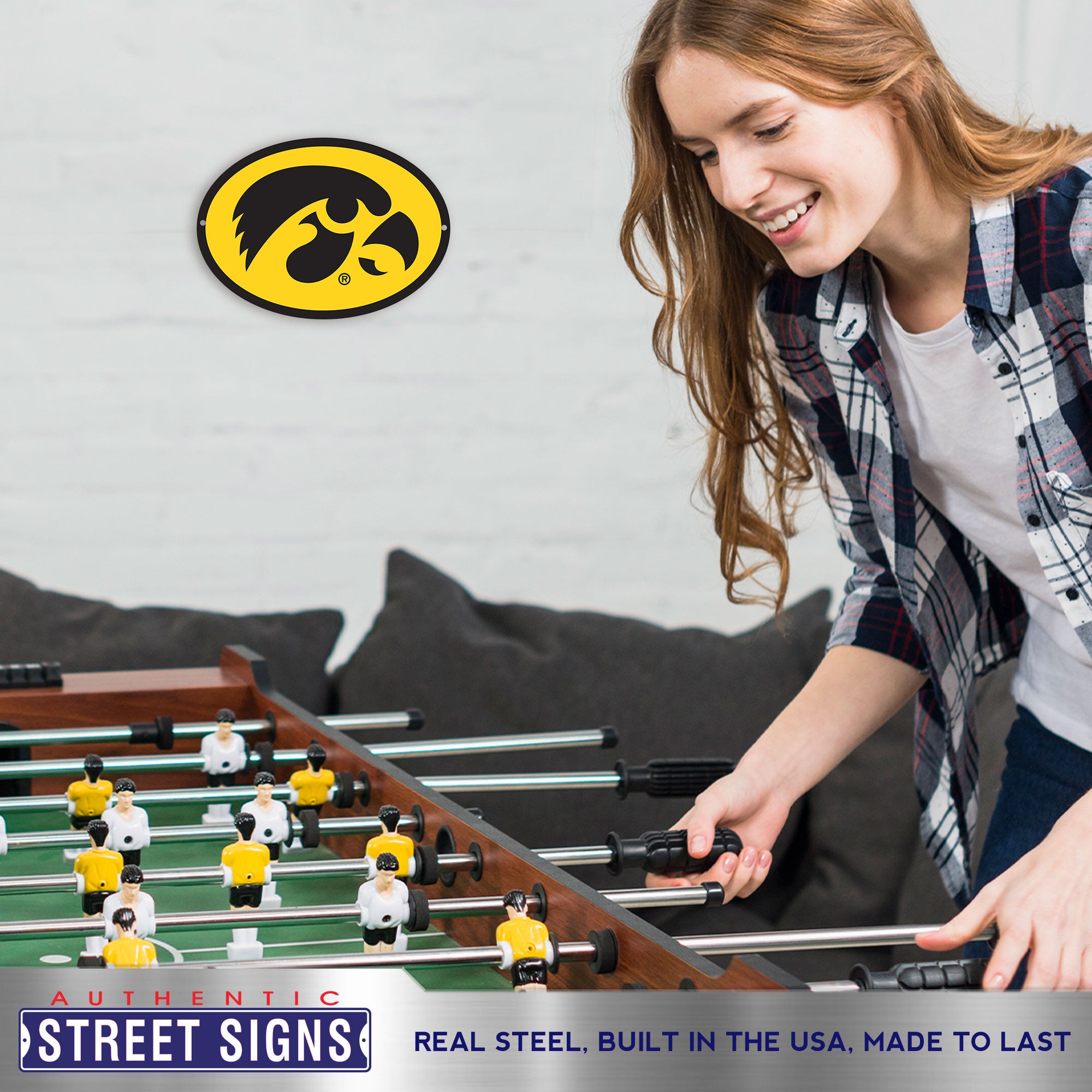 Iowa Hawkeyes 12" Spirit Size Steel Laser Cut Sign