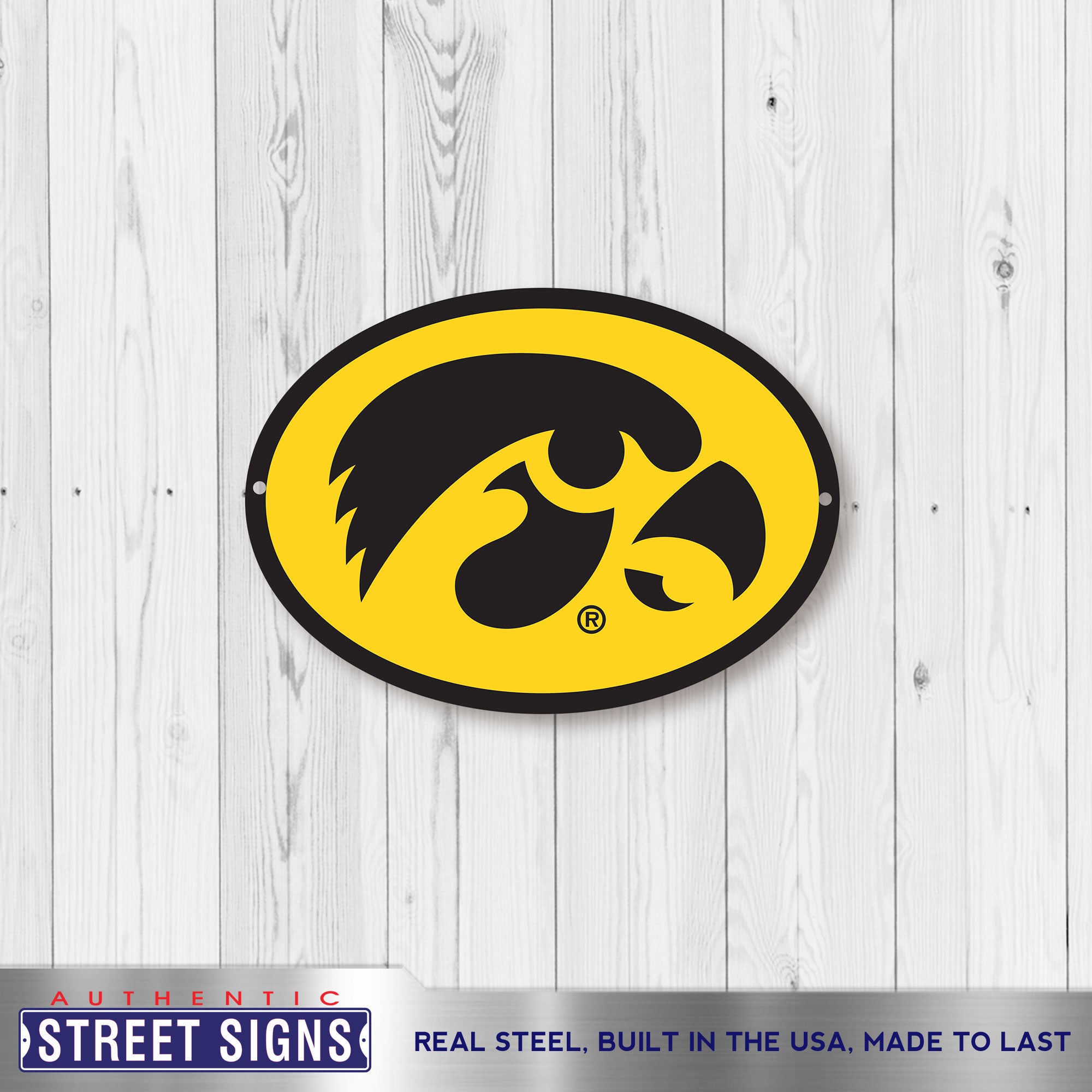 Iowa Hawkeyes 12" Spirit Size Steel Laser Cut Sign