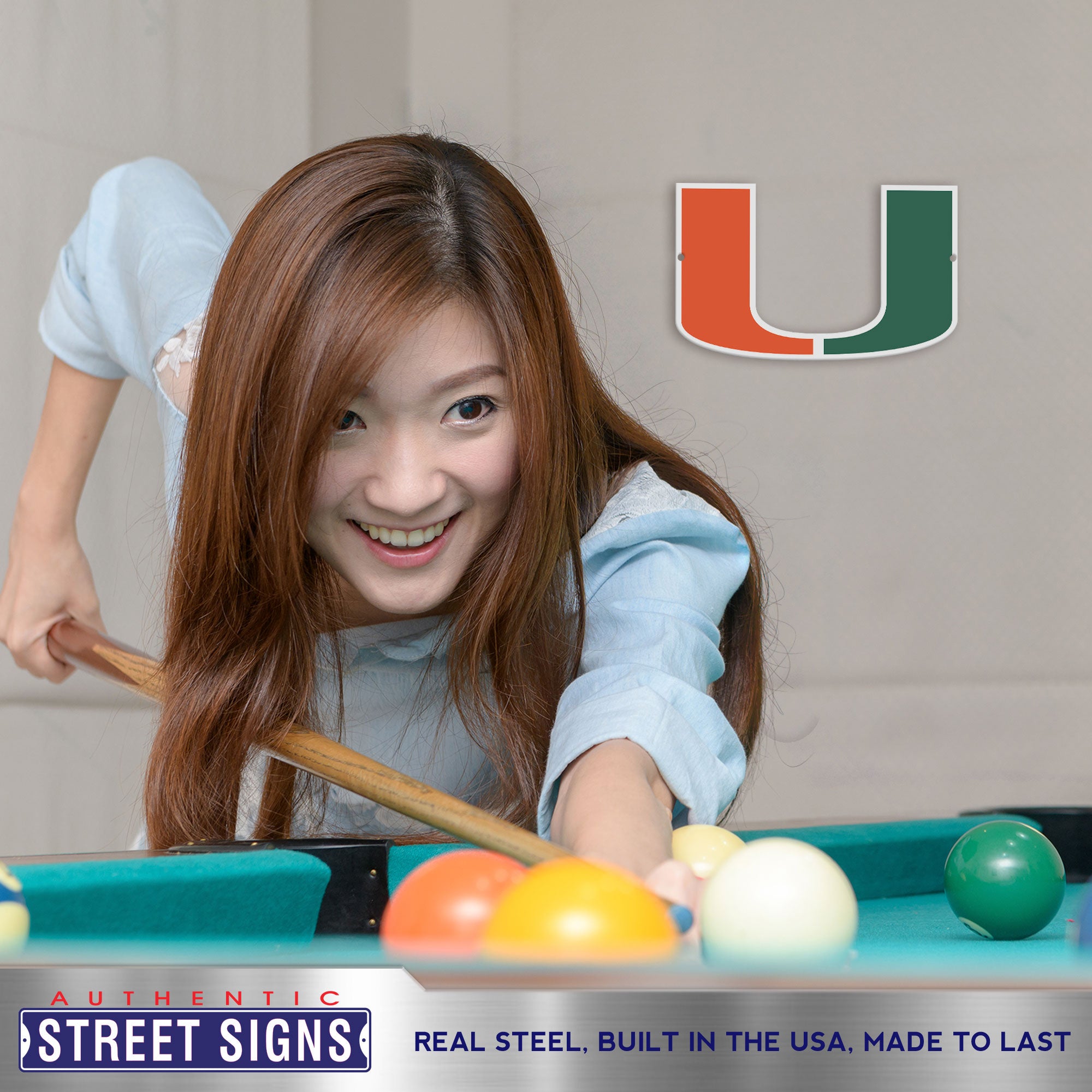 Miami Hurricanes 12" Spirit Size Steel Laser Cut Sign