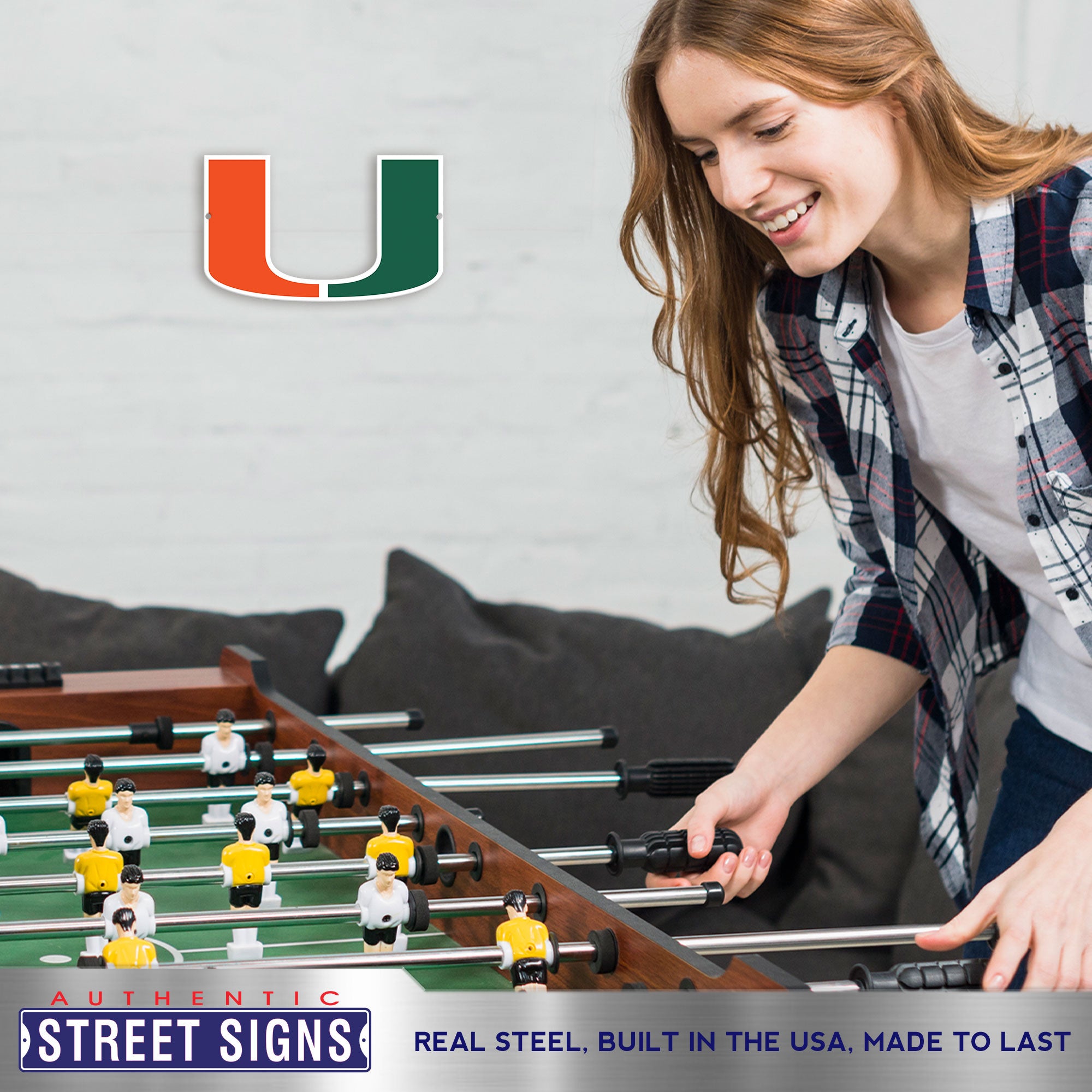 Miami Hurricanes 12" Spirit Size Steel Laser Cut Sign