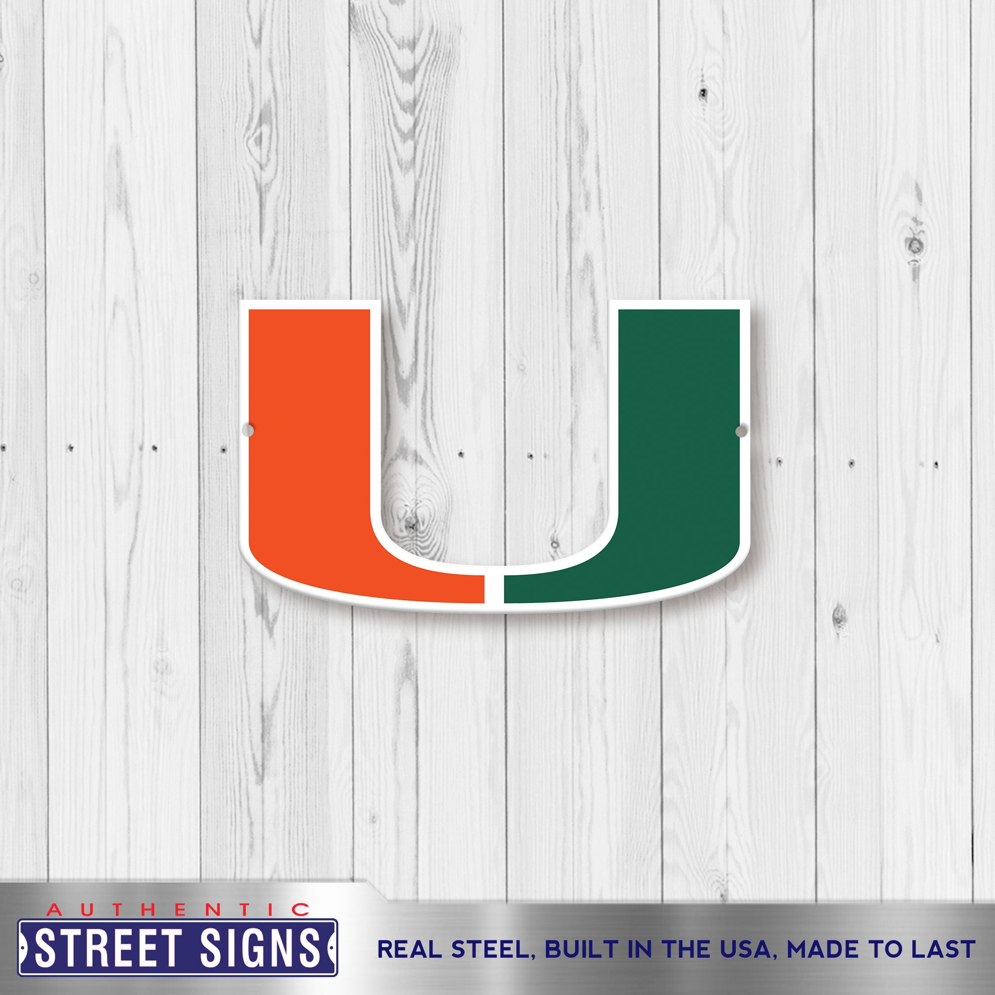 Miami Hurricanes 12" Spirit Size Steel Laser Cut Sign