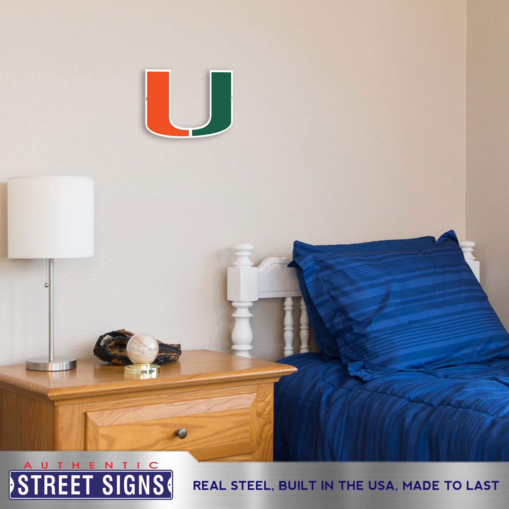 Miami Hurricanes 12" Spirit Size Steel Laser Cut Sign