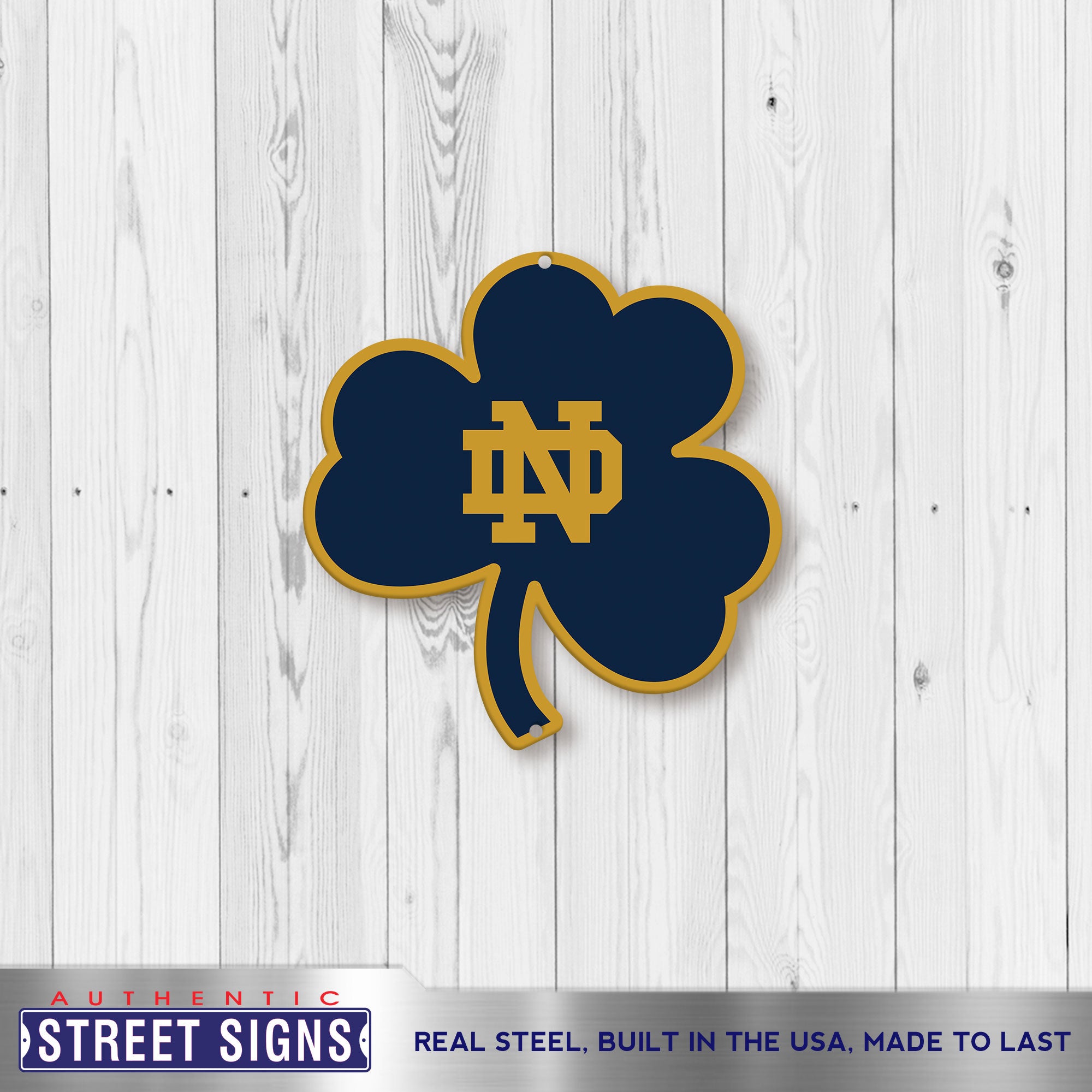 Notre Dame Fighting Irish - Shamrock 12" Spirit Size Steel Laser Cut Sign