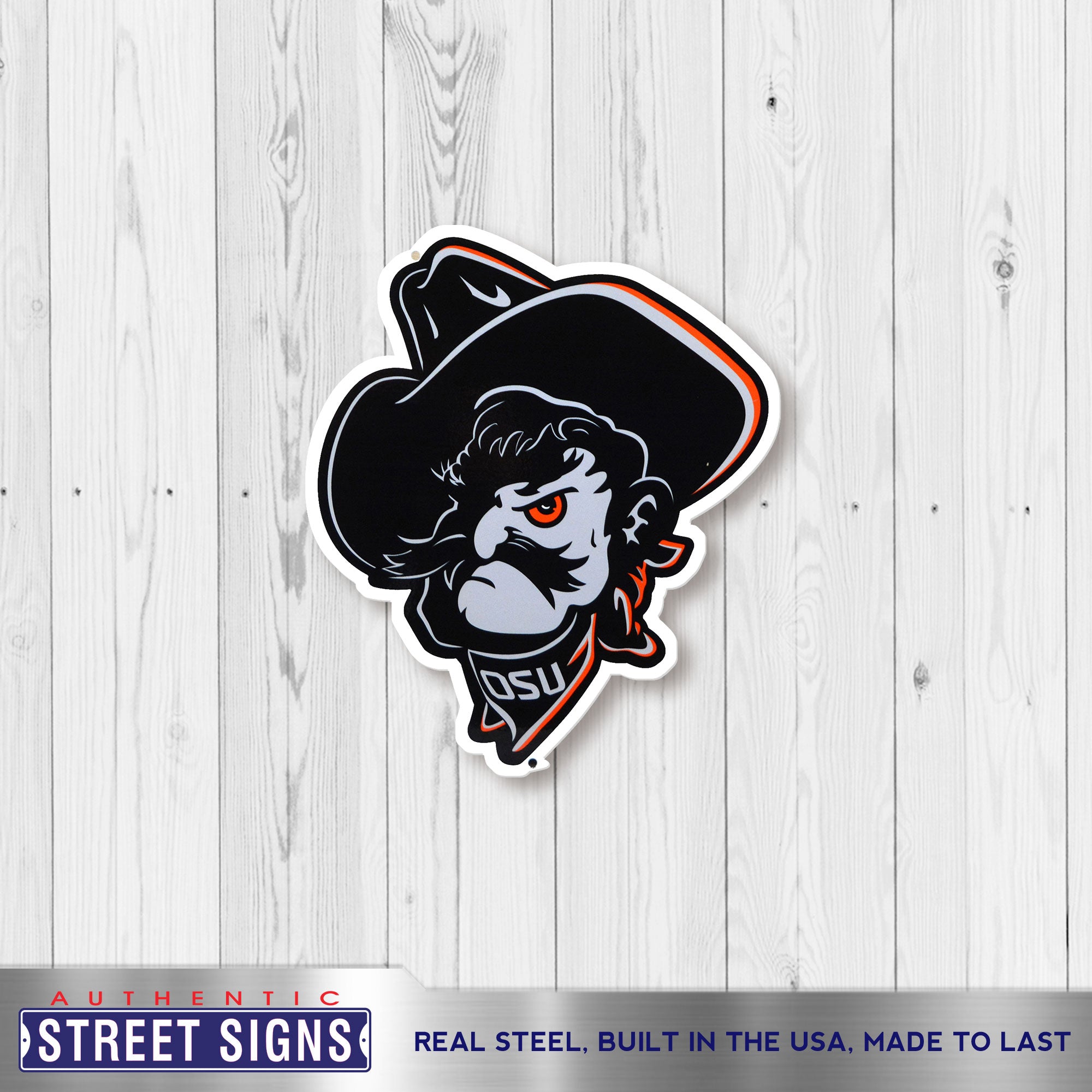 Oklahoma State Cowboys - Shadow Pete 12" Spirit Size Steel Laser Cut Sign