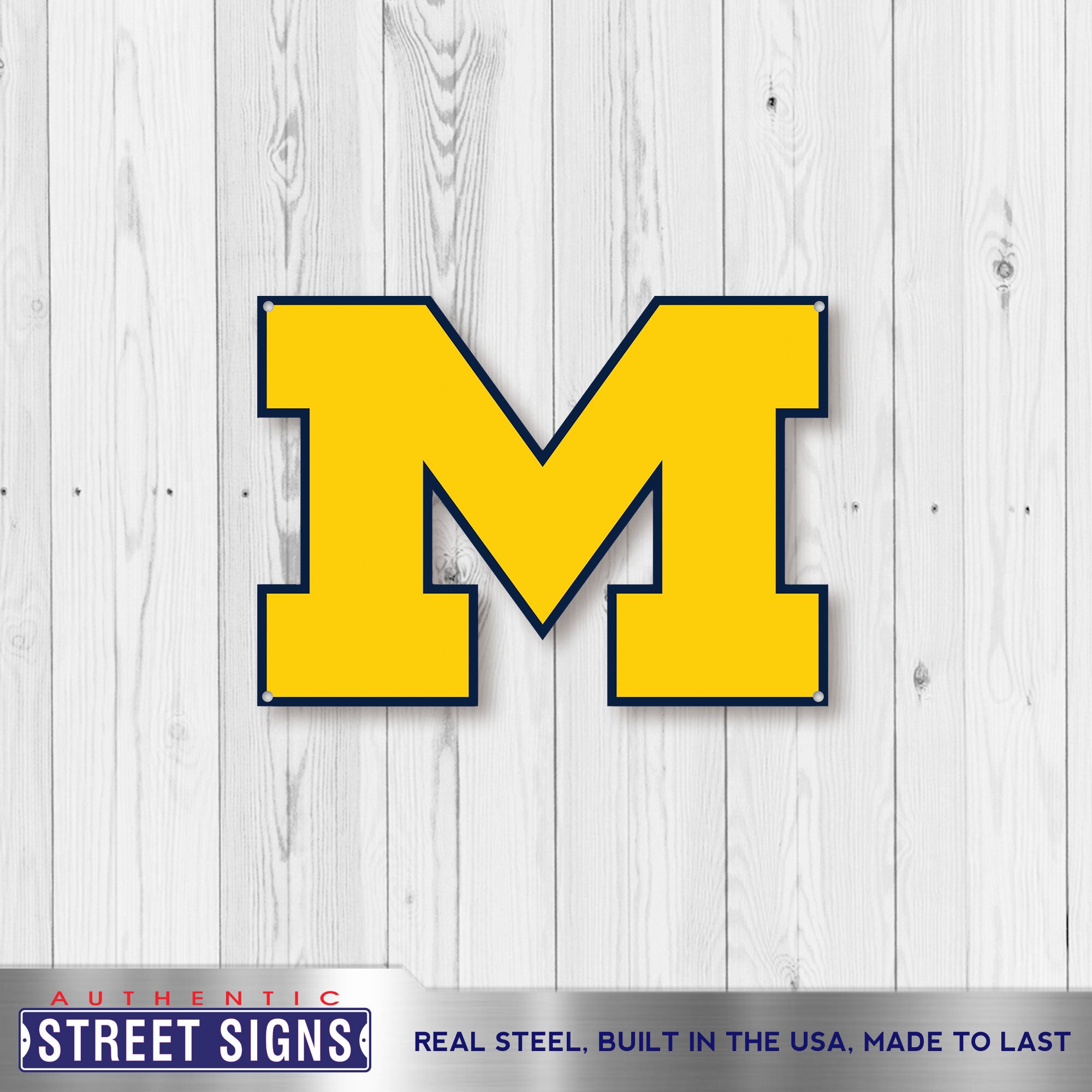 Michigan Wolverines - Yellow 12" Spirit Size Steel Laser Cut Sign