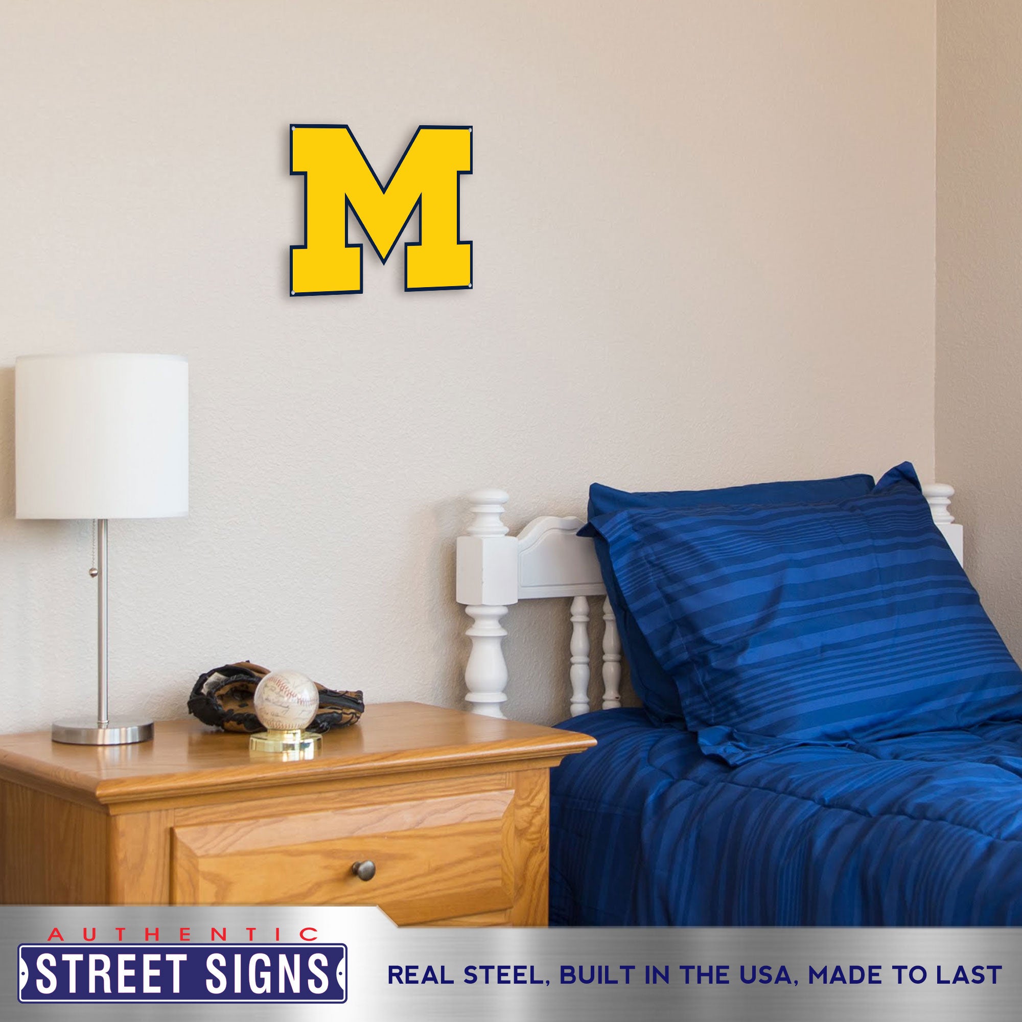 Michigan Wolverines - Yellow 12" Spirit Size Steel Laser Cut Sign
