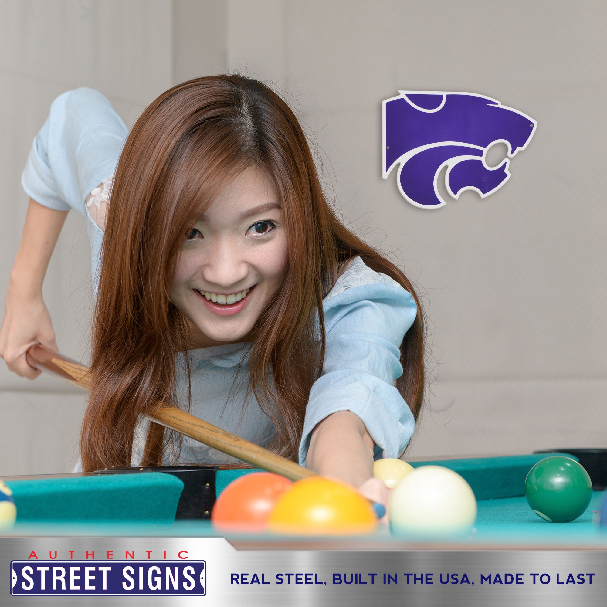 Kansas State Wildcats 12" Spirit Size Steel Laser Cut Sign