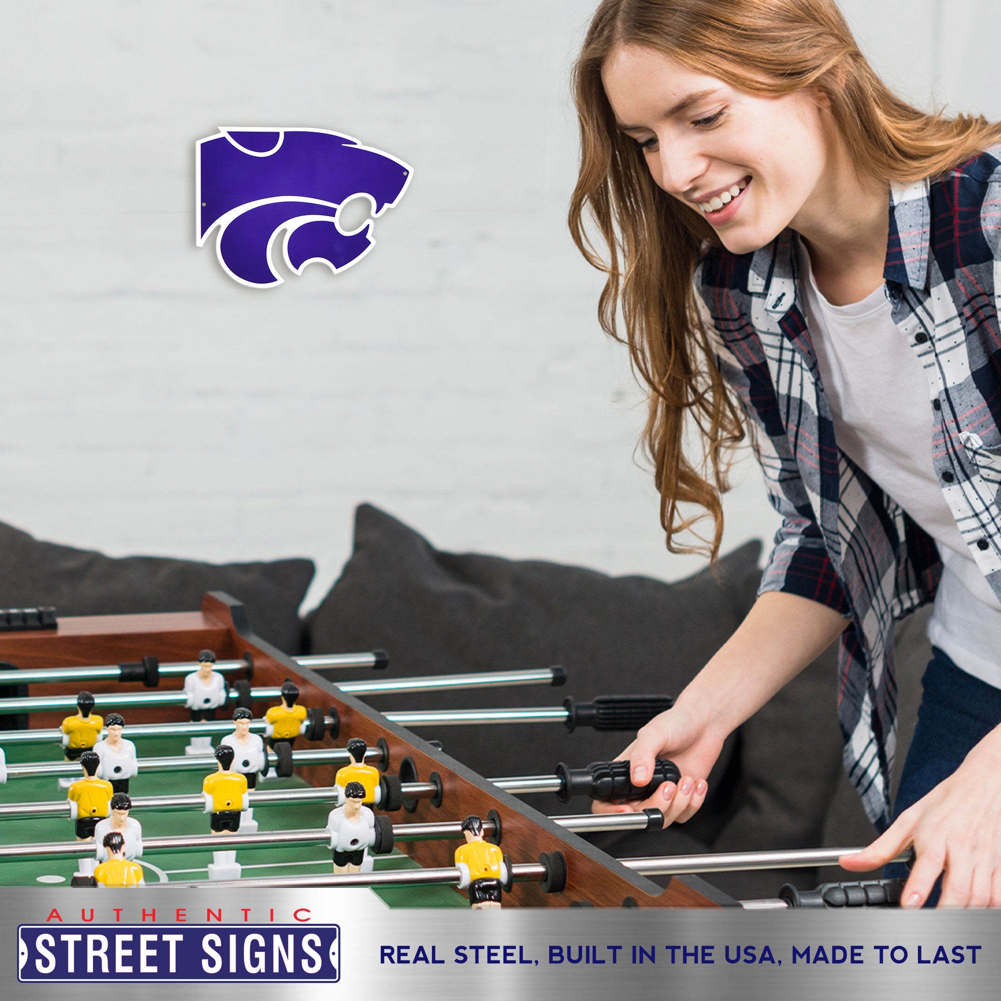 Kansas State Wildcats 12" Spirit Size Steel Laser Cut Sign