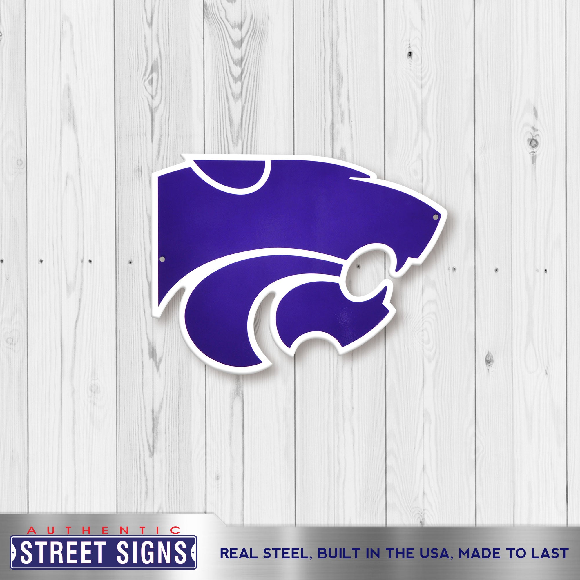 Kansas State Wildcats 12" Spirit Size Steel Laser Cut Sign