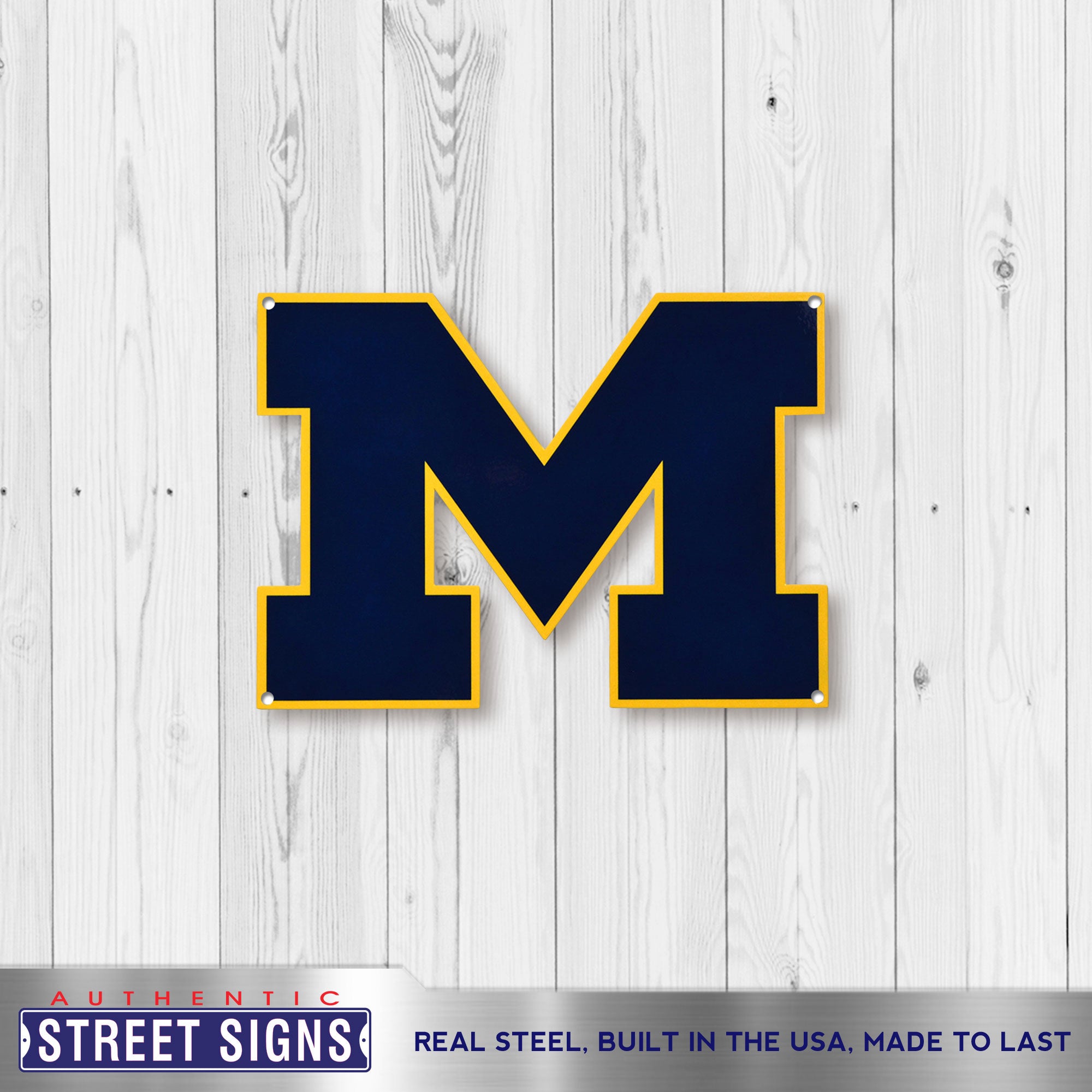 Michigan Wolverines - Navy 12" Spirit Size Steel Laser Cut Sign