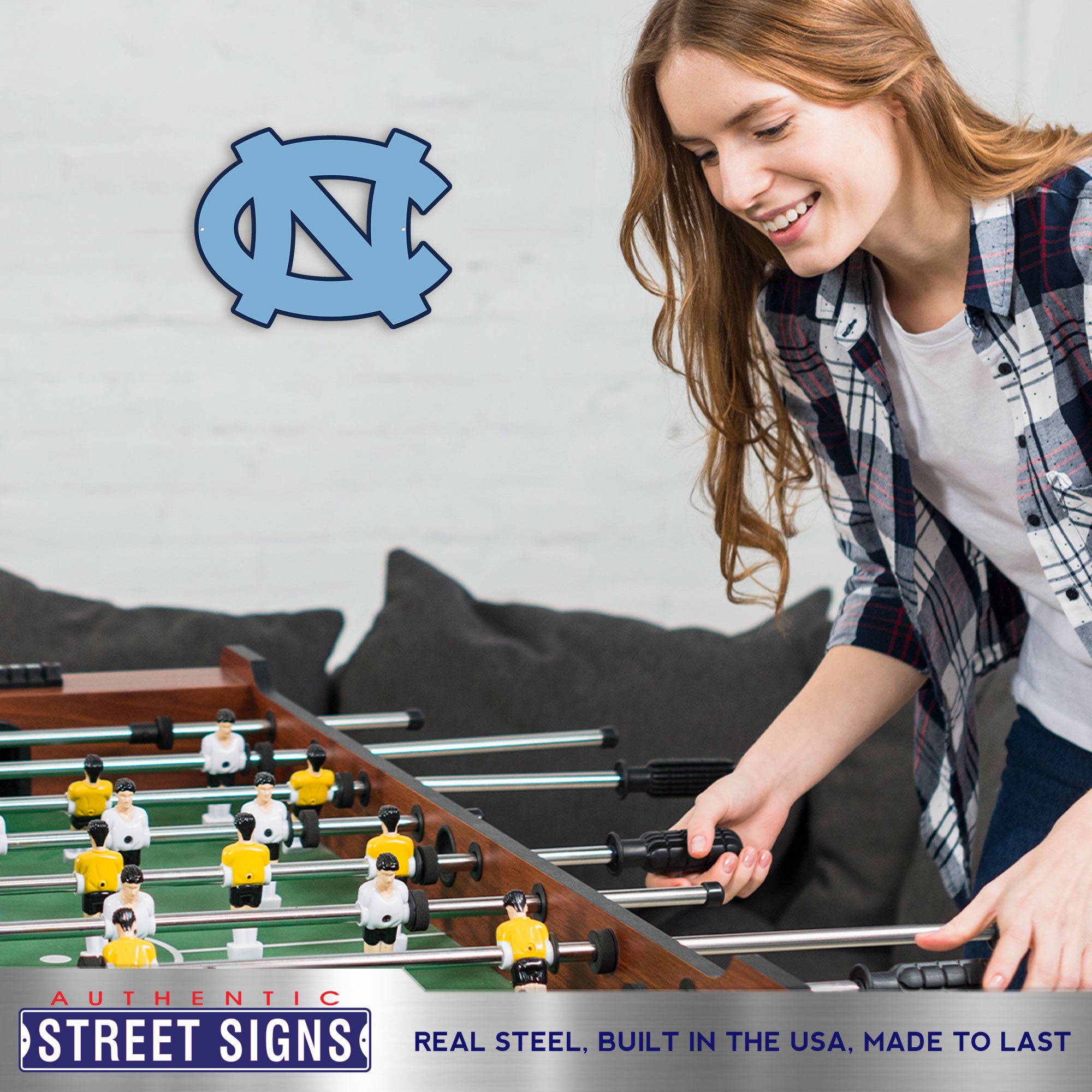 North Carolina Tar Heels 12" Spirit Size Steel Laser Cut Sign