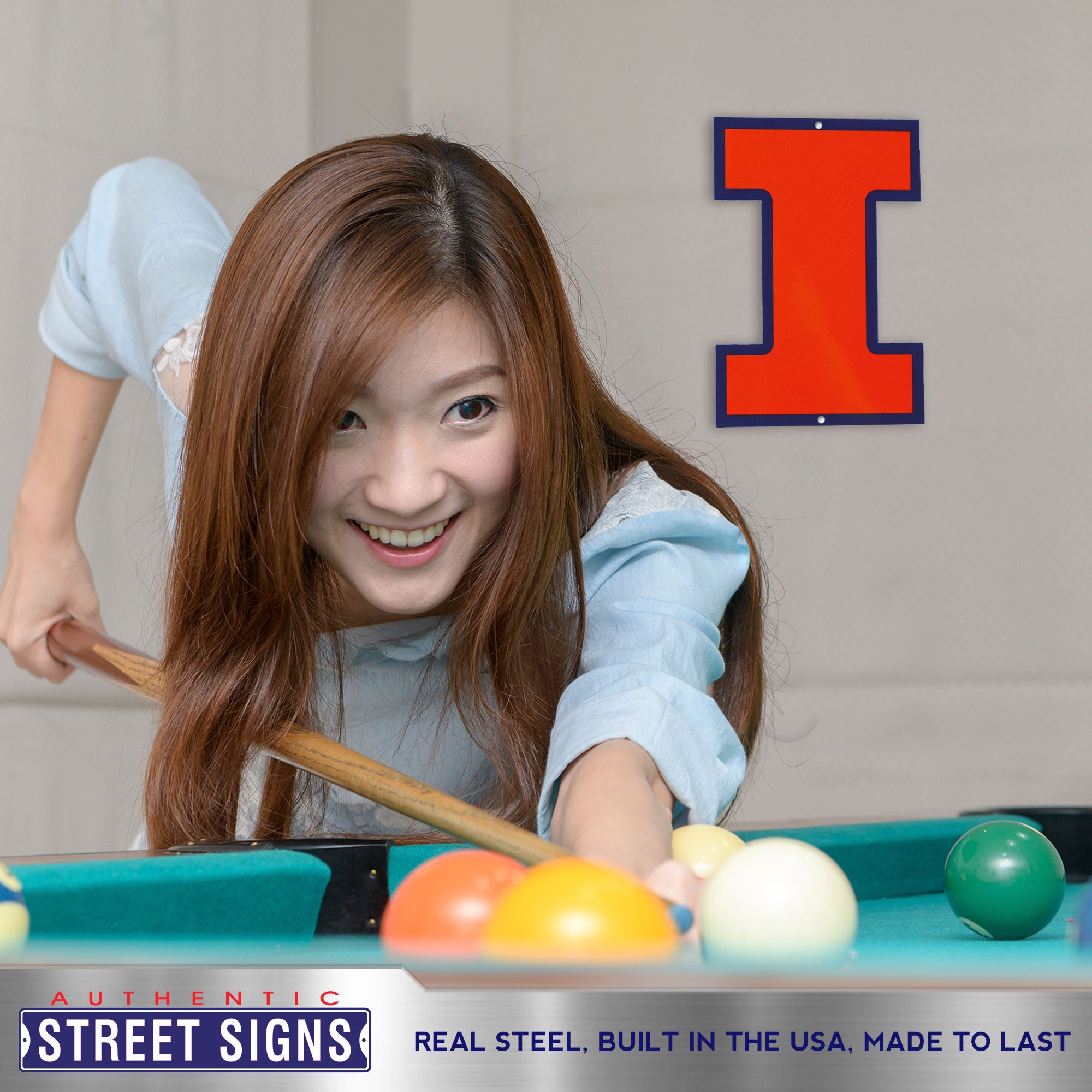Illinois Fighting Illini 12" Spirit Size Steel Laser Cut Sign