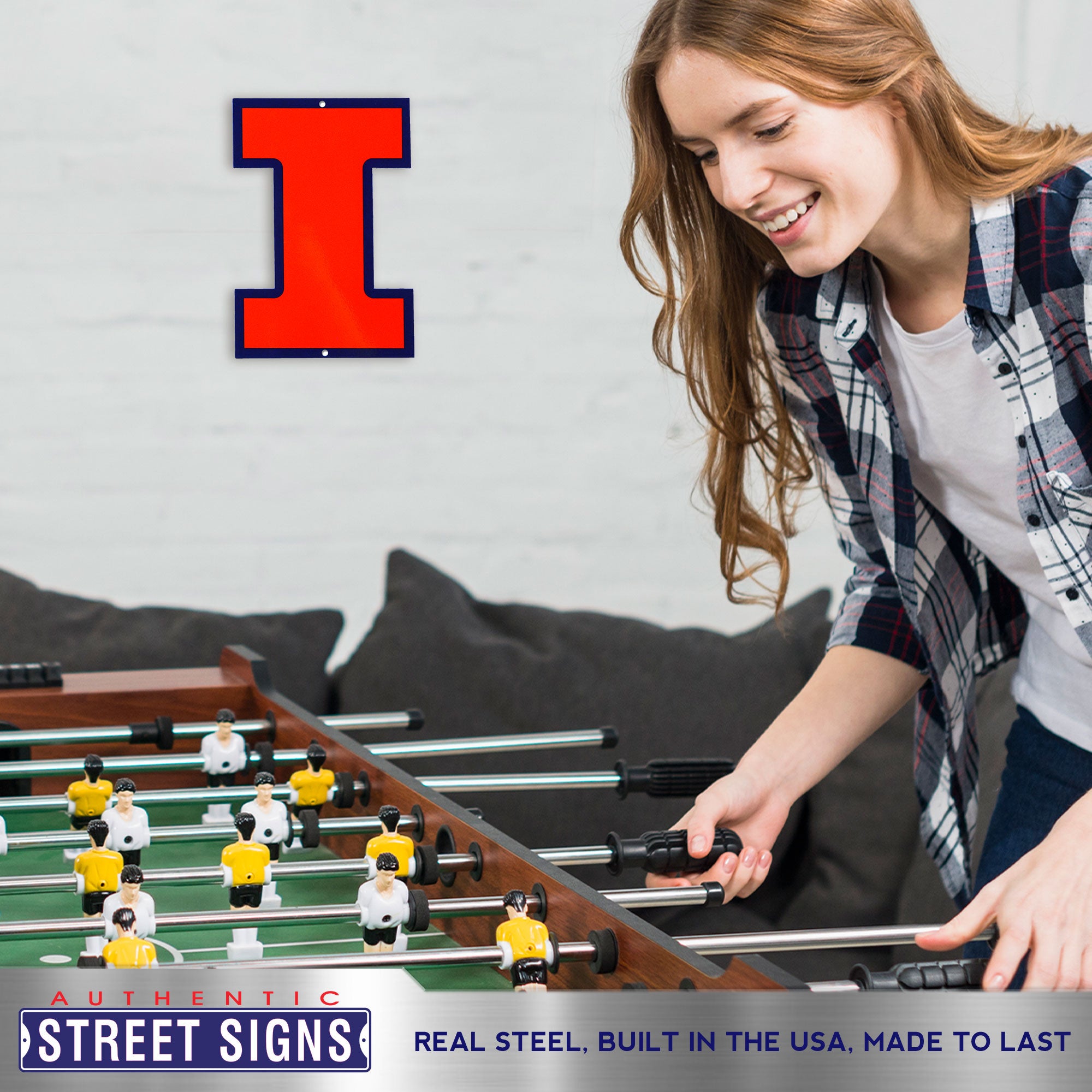 Illinois Fighting Illini 12" Spirit Size Steel Laser Cut Sign
